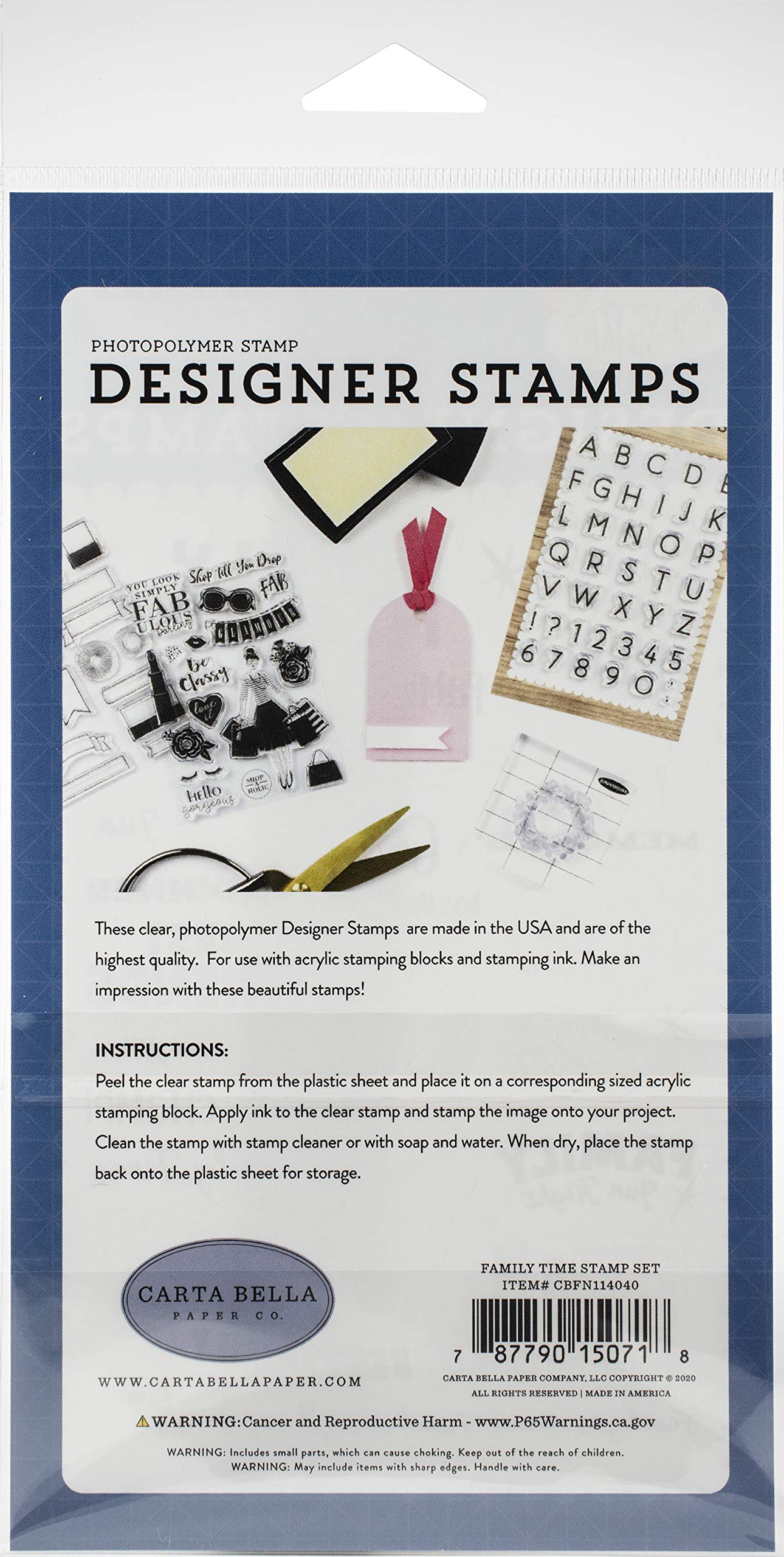 Carta Bella Stamps FAM - Family Time & Family Night Scrapbooking Stamps for DIY Cards, Albums, Journals - Perfect for Family Memories, Craft Projects, and Gift Making