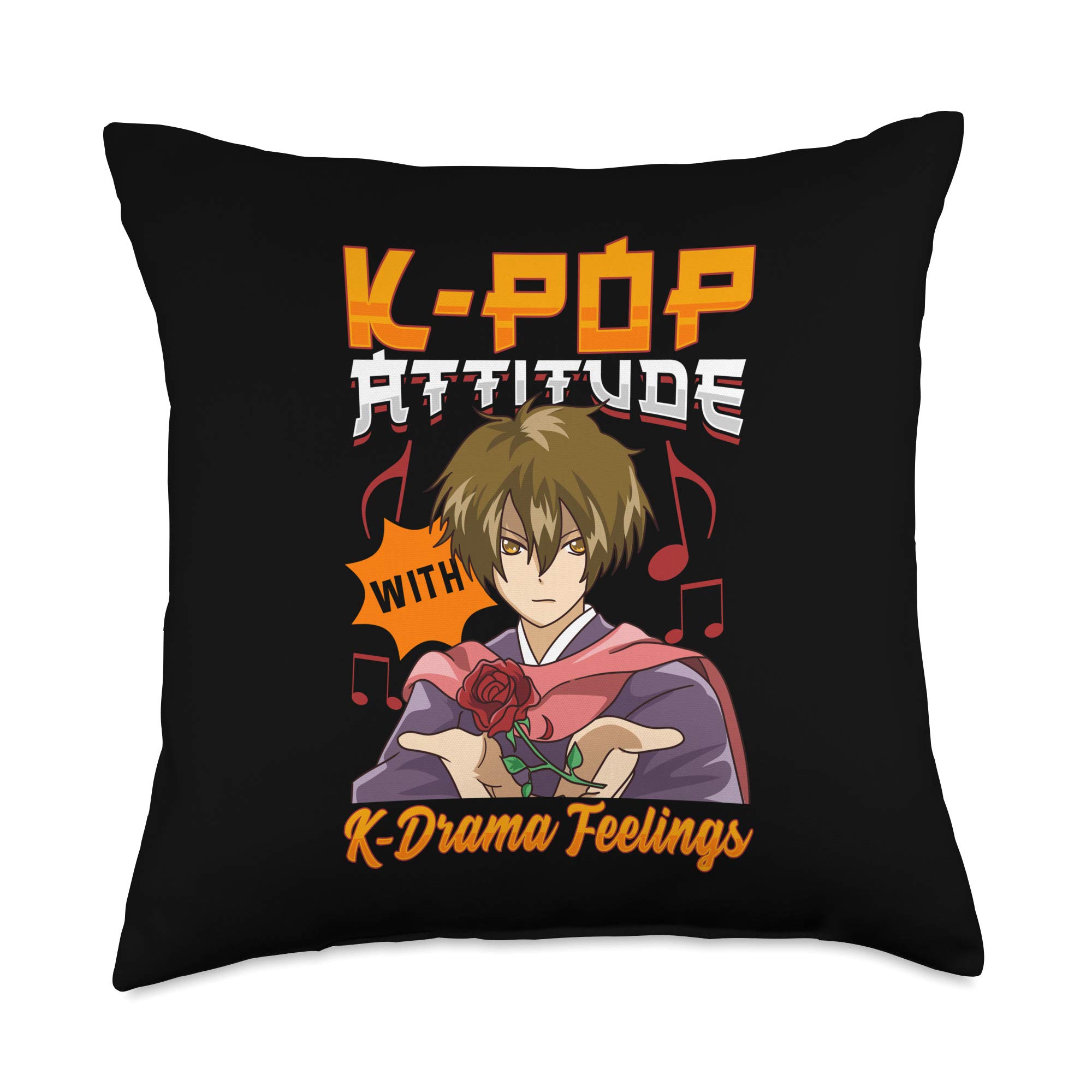 Funny K-Pop & K-Drama Sarcastic Anime Throw Pillow 18x18 Inch - Korean Drama Gifts, Multicolor Cushion Cover - Perfect for Fans, Home Decor, and Gift Giving
