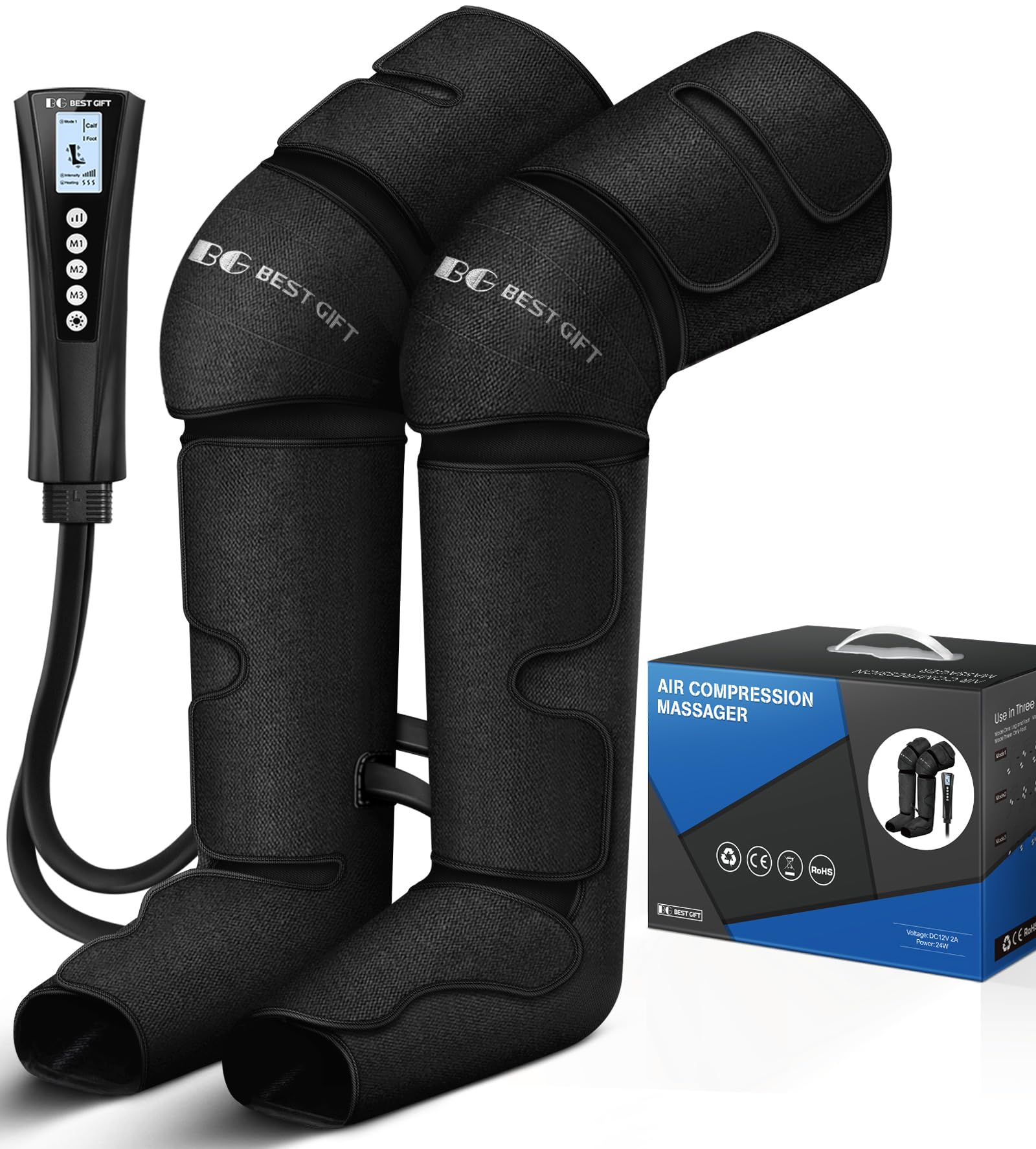 Air Compression Foot & Leg Massager with Heat - Relief for Varicose Veins & Muscle Fatigue - Perfect Mother's Day, Father's Day & Christmas Gift for Parents - Ideal for Home Relaxation & Post-Workout Recovery