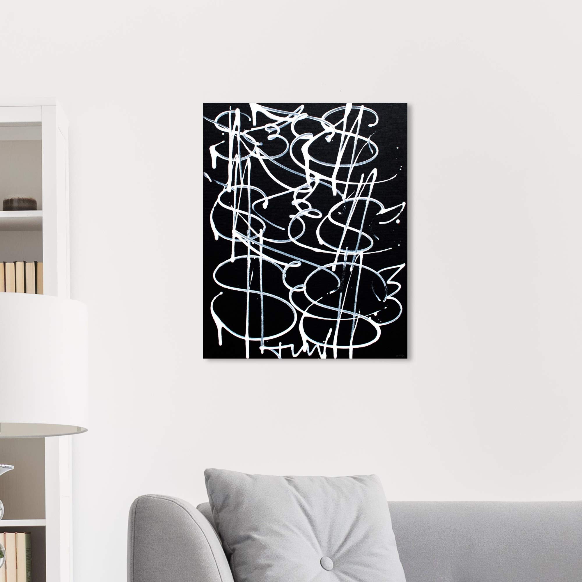 Oliver Gal Artist Co. Abstract Money Fly Wall Art Canvas Print - Modern Black & White Home Decor Painting 20x24 Inches - Perfect for Living Room, Bedroom or Office Wall Decor