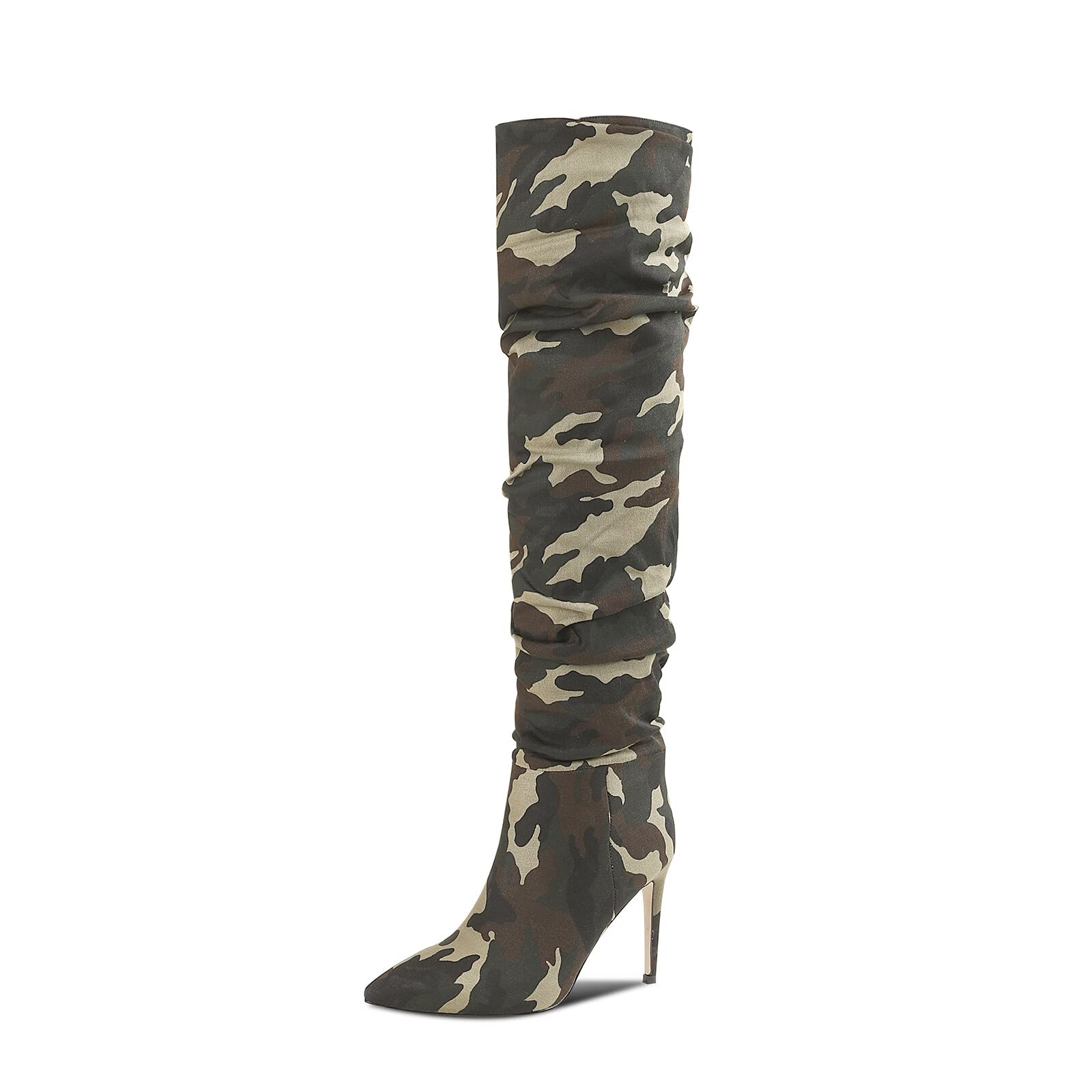 ISNOM Women's Thigh High Boots - Over The Knee Stiletto Heel Boots with Wide Calf & Pointed Toe | Sexy Fashion Boots for Women, Ladies & Female | Perfect for Night Out, Party & Winter Outfits