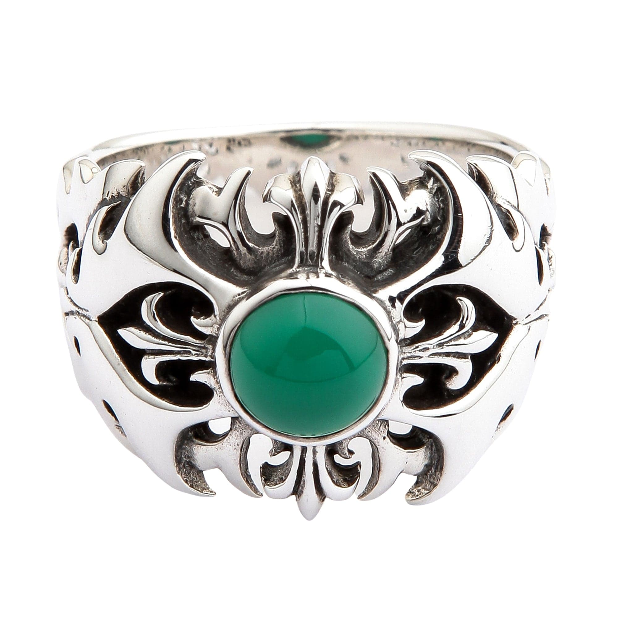 Green Agate 925 Sterling Silver Tribal Men's Ring for Spiritual Healing & Meditation - Handmade Boho Jewelry for Men, Perfect for Gifts, Yoga & Energy Balancing