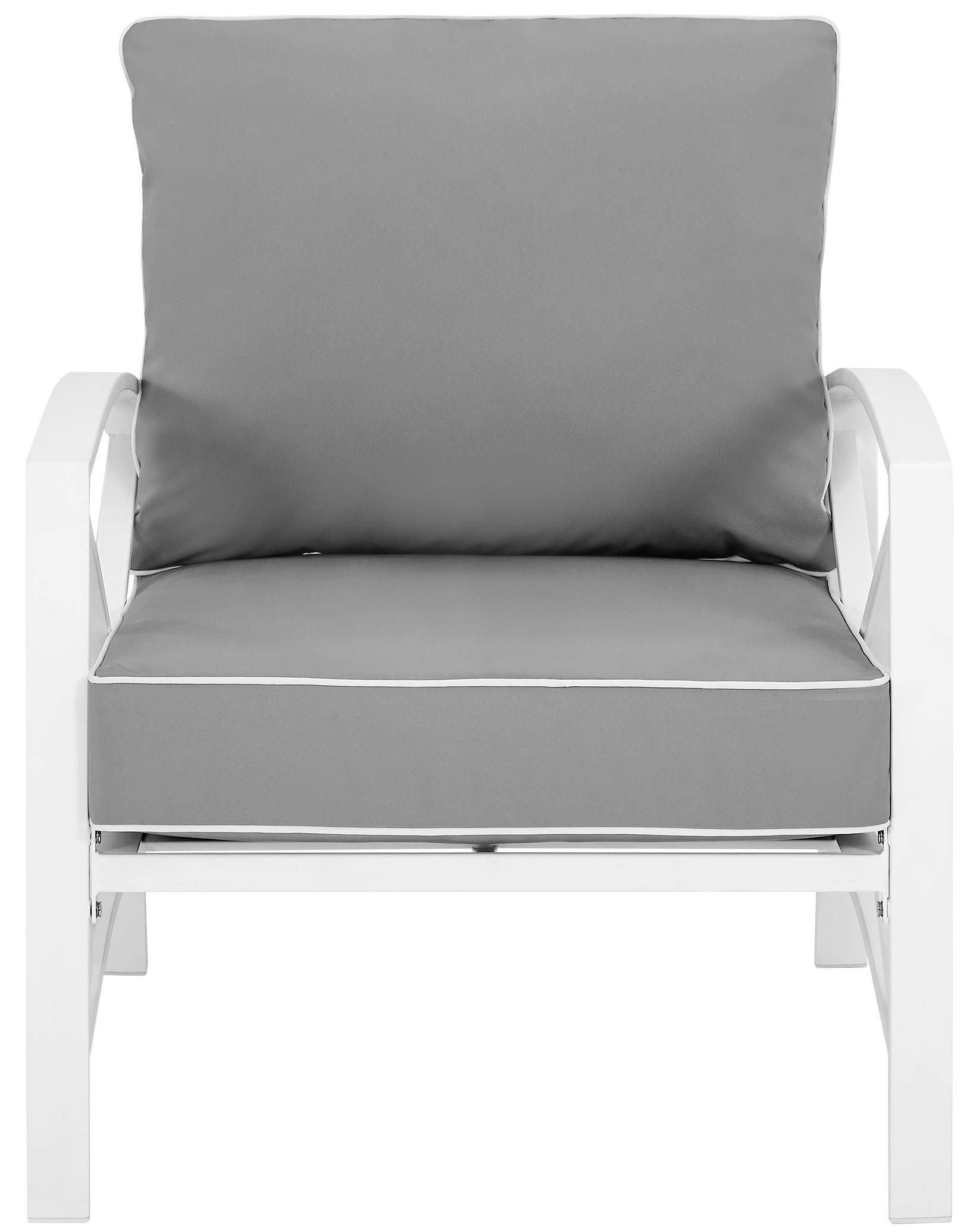 Crosley Furniture Kaplan 3-Piece Outdoor Patio Set - White Wicker Chairs with Gray Cushions & Side Table - Perfect for Porch, Deck, Garden or Backyard Relaxation
