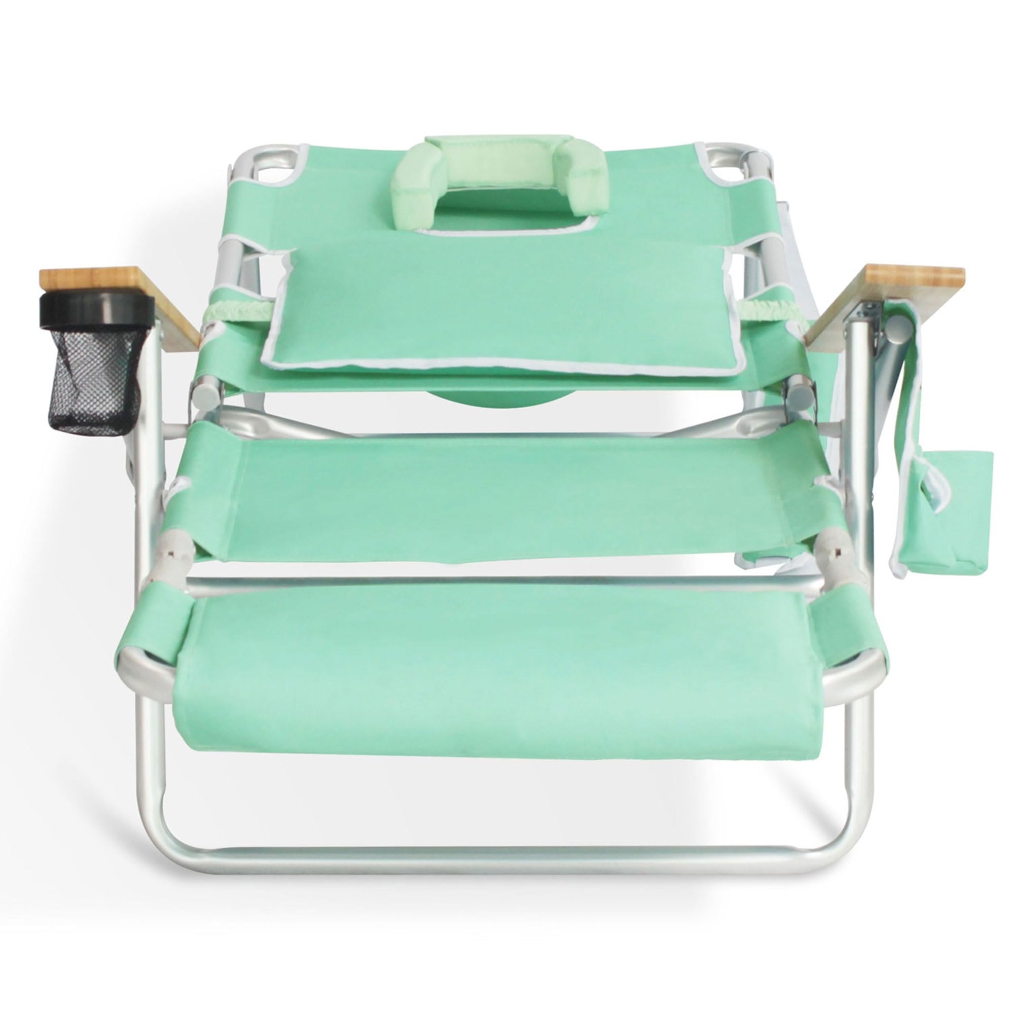 Premium Ostrich Deluxe Reclining Lounge Chair - 3-in-1 Adjustable Folding Outdoor Beach Lounger with Cup Holder, Teal Blue - Perfect for Poolside, Backyard, Patio & Beach Relaxation