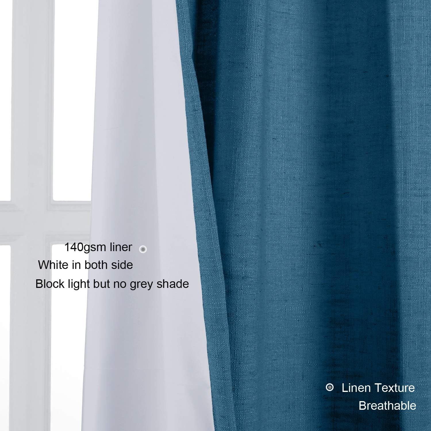 Premium 100Wx102L Inch Navy Blue Linen Room Darkening Curtain Panel - 4-in-1 Header with Rod Pocket, Back Tab & Hook Belt for Living Room, Bedroom & Home Theater Blackout Needs