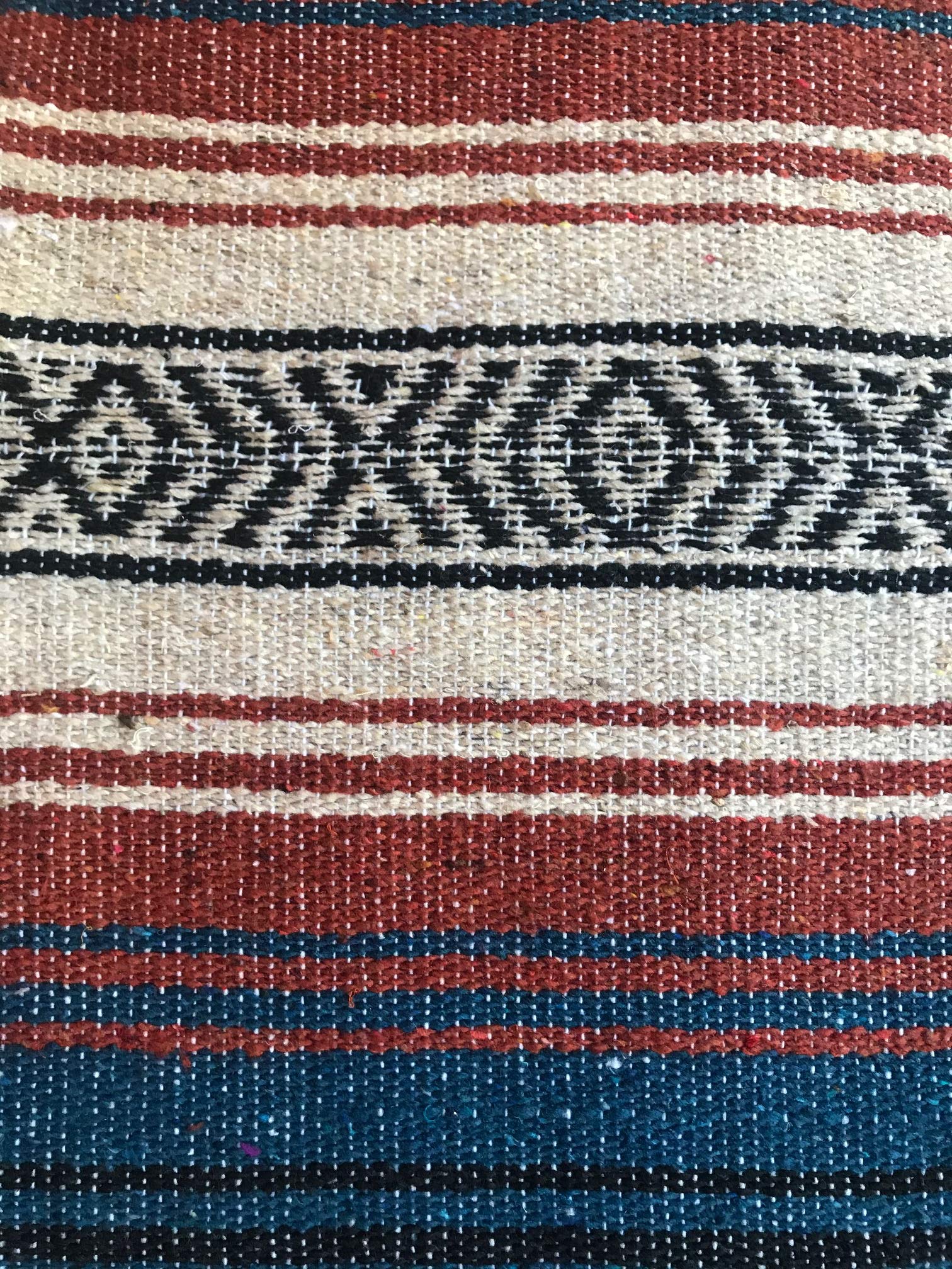 Authentic Mexican Falsa Blanket - Soft Yoga, Beach, Camping & Picnic Blanket - Cozy Car & Home Throw for Outdoor Adventures (Rustic Red) | Perfect for Beach Days, Camping Trips & Cozy Home Decor
