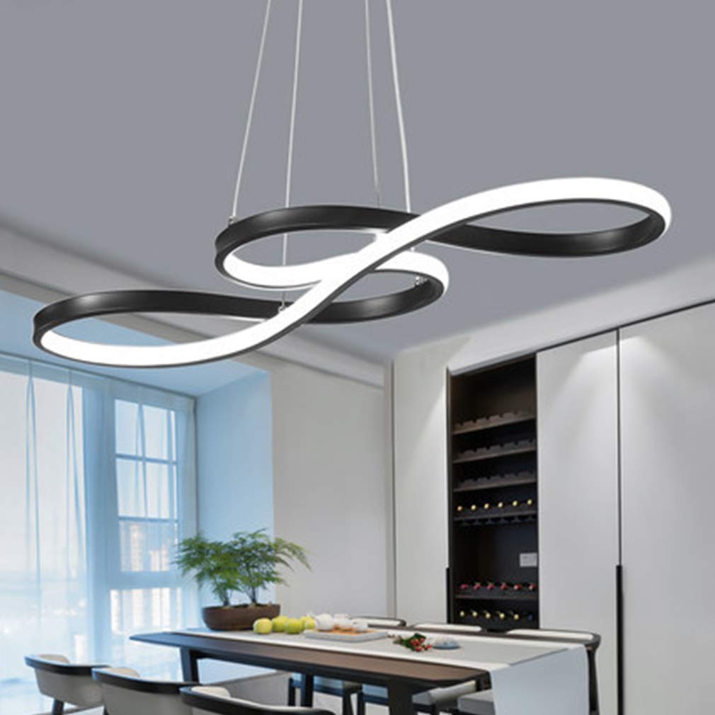 Modern LED Pendant Light - Dimmable Adjustable Chandelier Ceiling Fixture, 40W 75cm Black Hanging Lamp for Living Room, Dining Room & Kitchen Island Lighting | Perfect for Contemporary Home Decor & Restaurant Ambiance