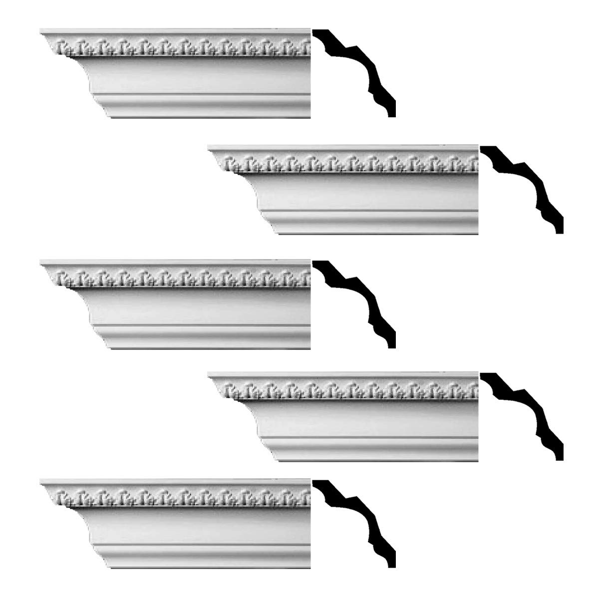 Premium White Urethane Bishop's Waltham Ornate Cornice Molding - 5-Piece Set (470