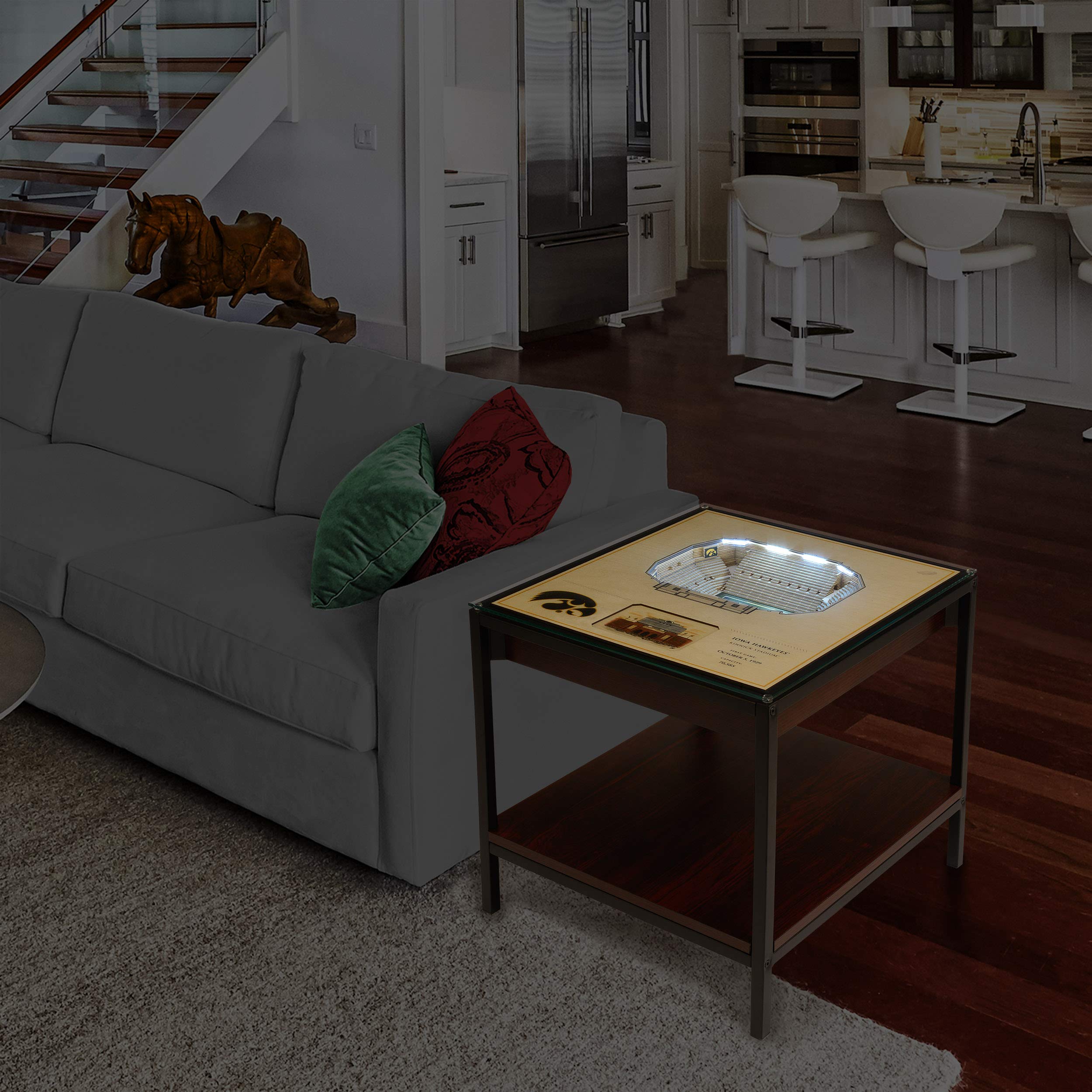 YouTheFan NCAA 25-Layer 3D StadiumView LED Lighted End Table - Perfect for Game Room Decor, Sports Fan Gifts, and College Football Themed Home Accessories
