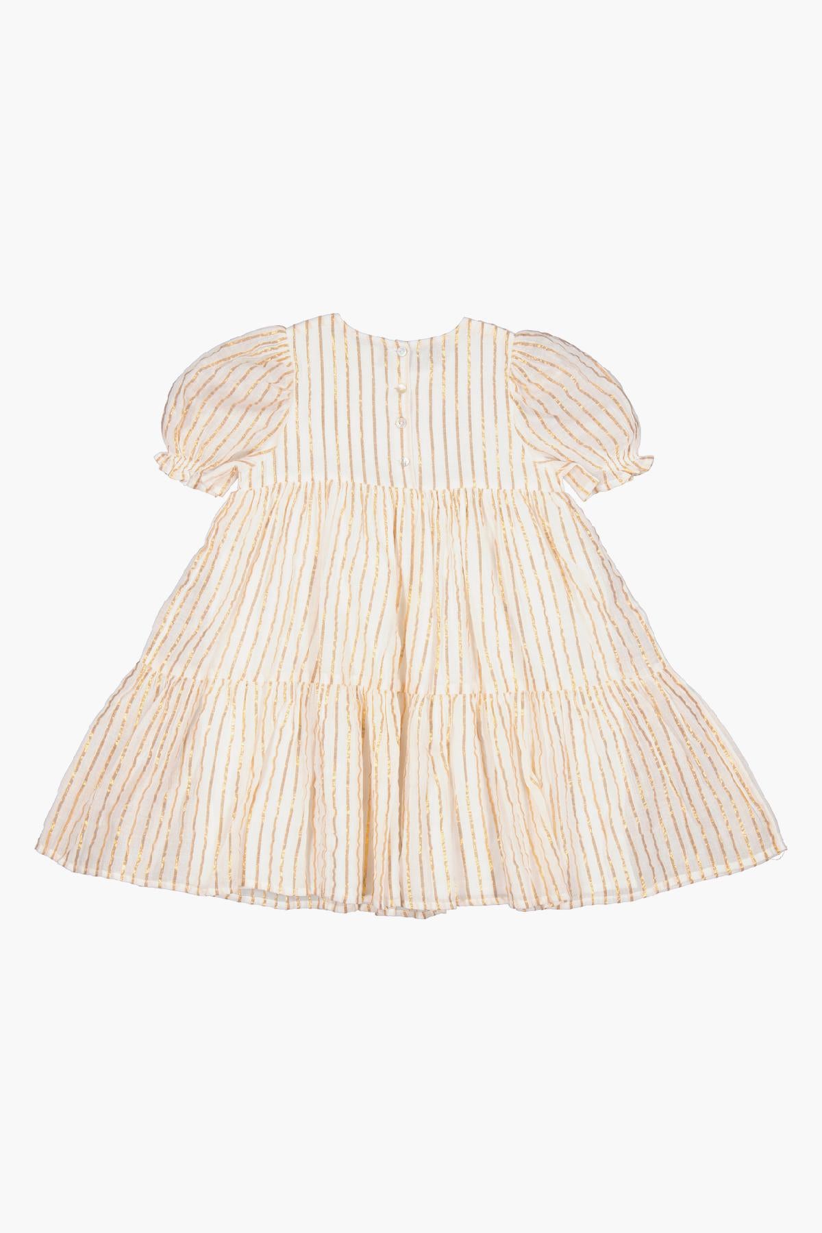 MarMar Copenhagen Damita Gold Stripes Girls Dress - Stylish & Comfortable Kids Outfit for Parties, School & Everyday Wear
