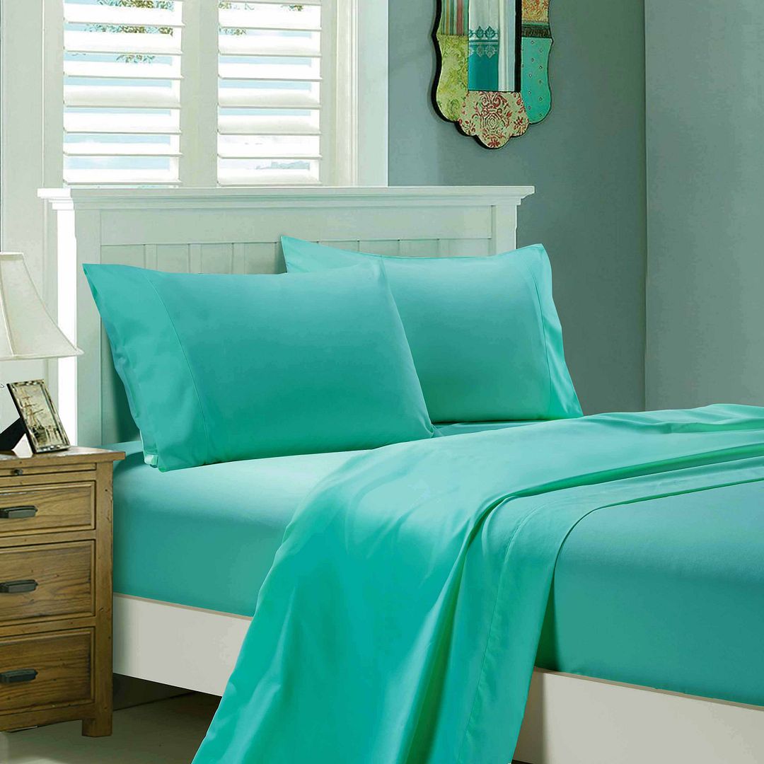 1000TC Ultra Soft Super King Size Bed Sheet Set - Teal Flat & Fitted Sheets for Luxurious Comfort | Perfect for Master Bedroom, Guest Room & Hotel Use