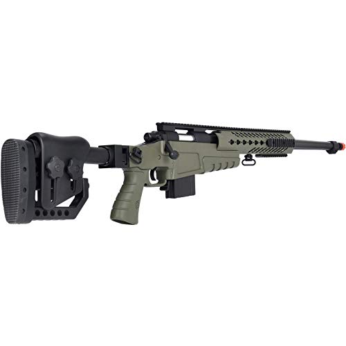 Lancer Tactical WellFire MB4418-2 Bolt Action Airsoft Sniper Rifle - OD Green - 380 FPS - Perfect for Outdoor Skirmishes & Target Practice