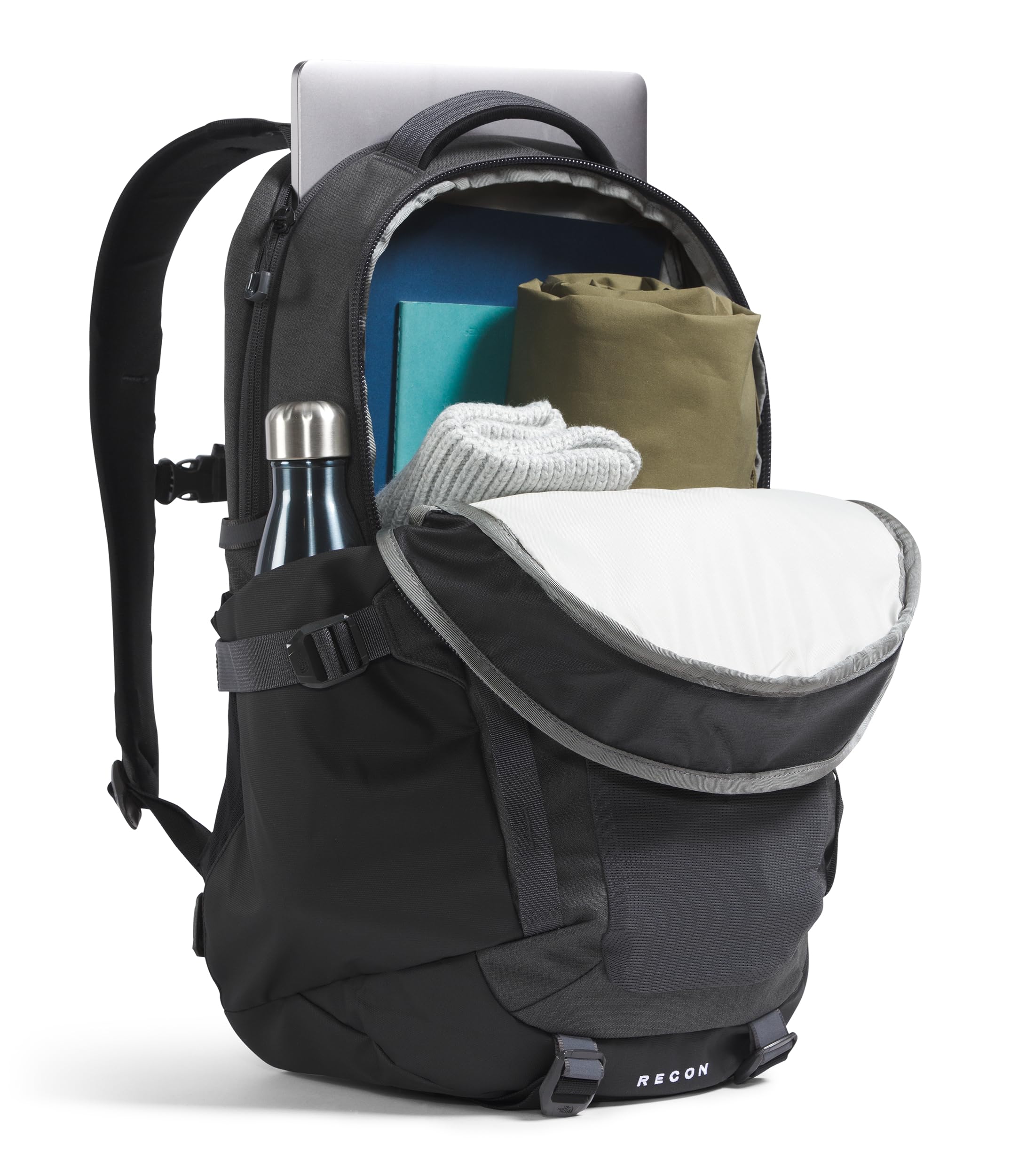 THE NORTH FACE Recon Everyday Laptop Backpack - Durable 15.6 Inch Laptop Bag for Work, School & Travel - Asphalt Grey Light Heather/TNF Black-NPF - One Size - Perfect for Commuting, College & Business Trips