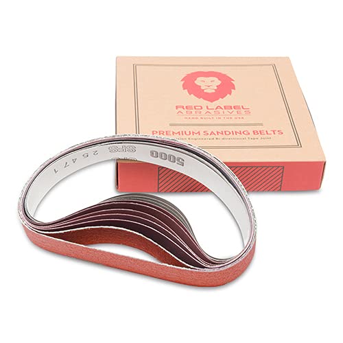 Red Label Abrasives 10-Pack Sanding Belts - 1x18 Inch (P80, P320, P800, P5000 Grit) for Knife Sharpening - Compatible with Work Sharp Ken Onion Blade Grinder - Coarse to Ultra Fine Grits for Metalworking & Woodworking Projects