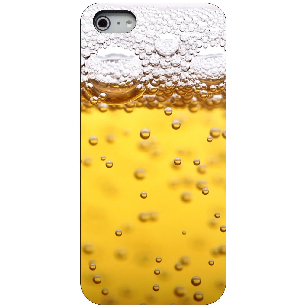 DistinctInk Ultra Slim Hard Plastic Case for iPhone 5/5S/SE (2016) - Custom Black Cover with Beer Glass Foam Bubble Design - Perfect for Daily Protection & Style Enhancement
