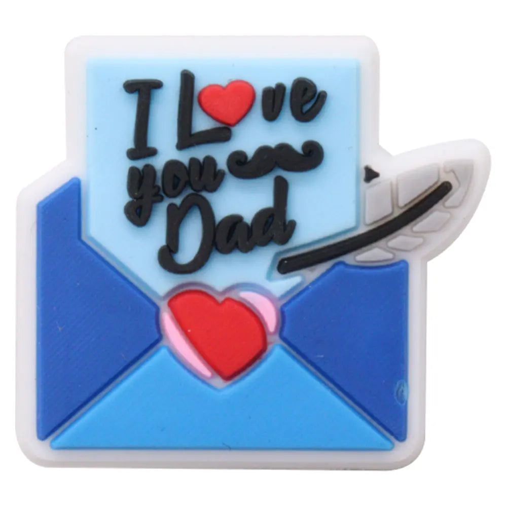 1Pcs I Love Papa Slippers PVC Shoe Button Charms - Best Dad Clog Accessories for DIY, Man Phone Case - Perfect Father's Day Gift for Dad, Husband, Grandfather - Home, Office & Casual Wear