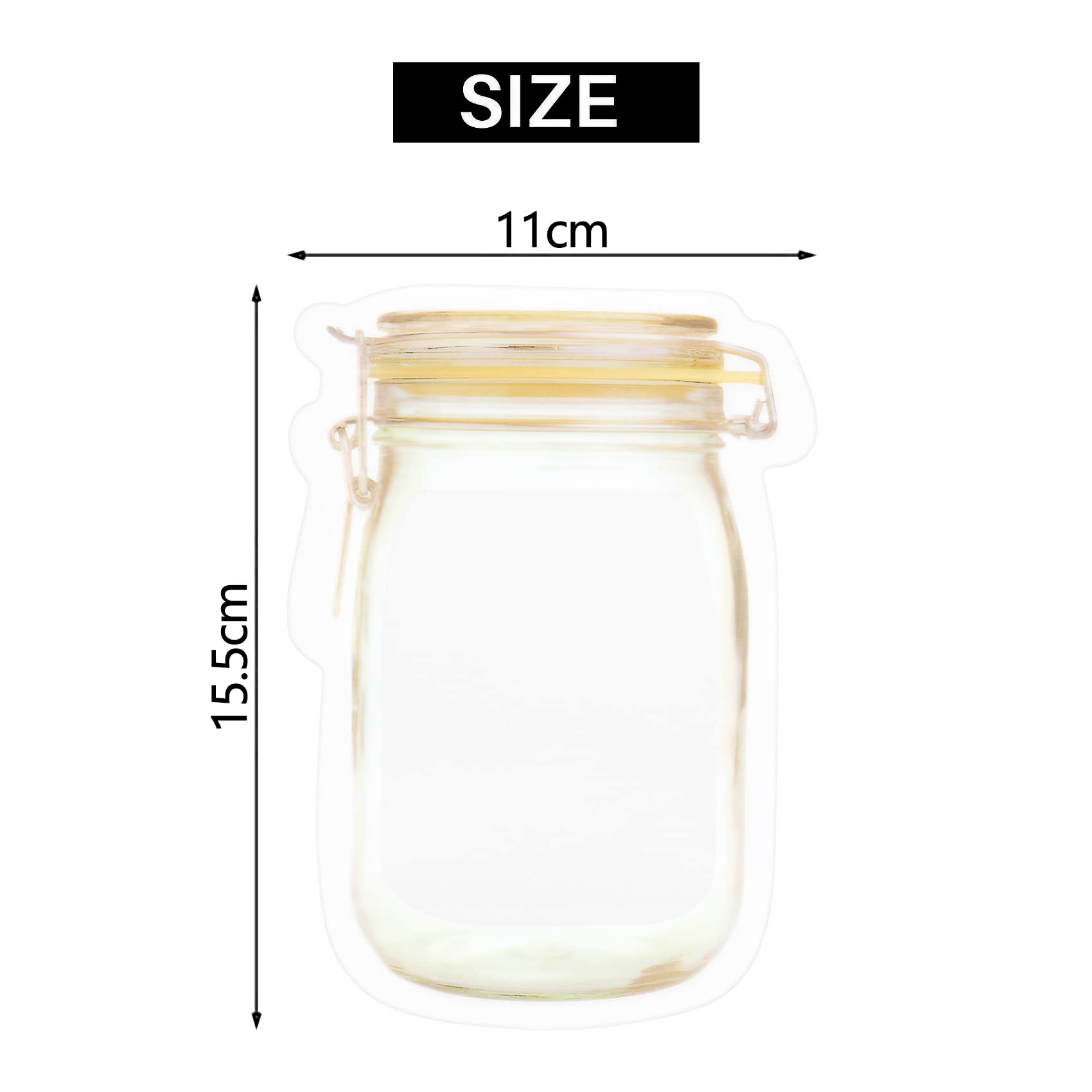 100 Pack Reusable Mason Jar Zipper Bags - Airtight Food Storage Bags for Snacks, Candy, Nuts & Cookies | BPA-Free Kitchen Organizer | Perfect for Meal Prep, Picnics & Pantry Organization