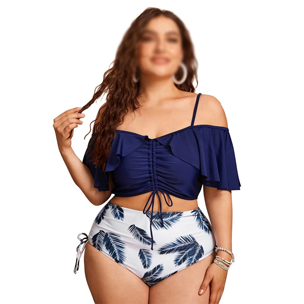 GRETD Women's Push Up Bikini Set - Plus Size High Waist Swimsuit for Women, Large & XXXX-Large Bathing Suit for Beach, Pool & Summer Vacation (Blue)