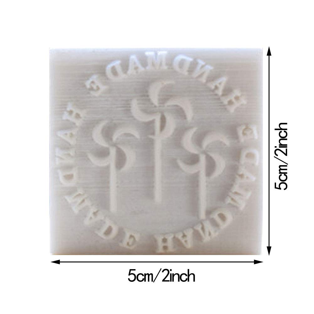 DIY White Resin Soap Stamp - Handmade Natural Soap Making Kit with Tree & Flower Patterns - Customizable Mini Soap Stamp for Personalized Soap Printing (Windmill Design) - Perfect for Handmade Gifts, Bath Decor & Craft Projects