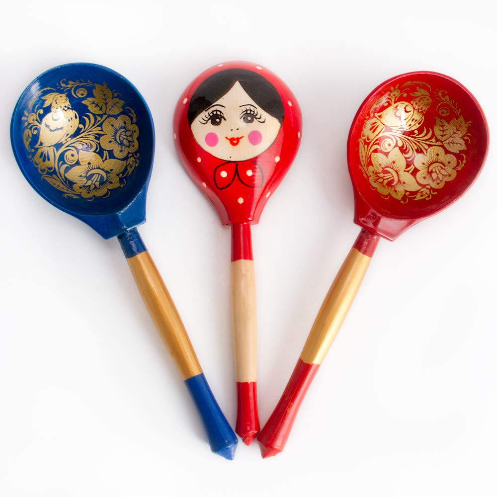 Handcrafted 7.75-inch Wooden Matryoshka Tablespoon - Eco-Friendly Kitchen Utensil for Cooking, Serving & Decor - Perfect for Russian Tea Parties, Dinnerware Sets & Unique Gift Ideas