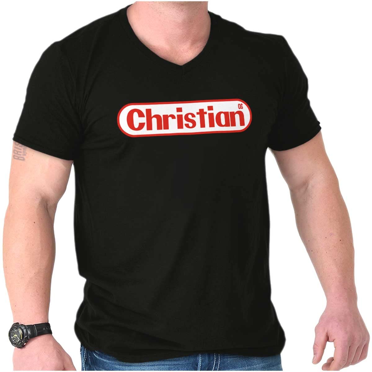 Brisco Brands Christian Jesus Follower V-Neck T-Shirt for Men & Women - Religious Apparel for Church, Bible Study & Faith-Based Events