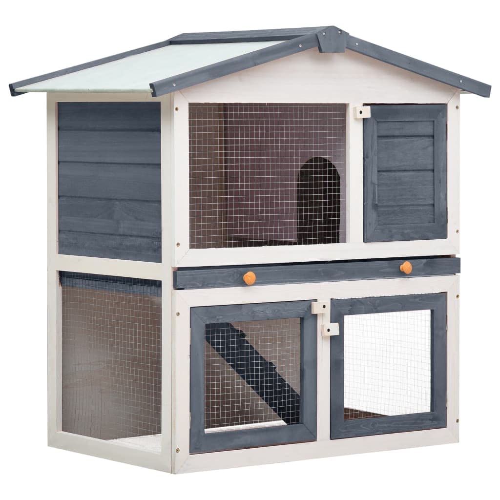 Premium Solid Pinewood Outdoor Rabbit Hutch with 3 Doors - Durable Bunny Pet House in Multiple Colors for Backyard, Garden, or Patio Use