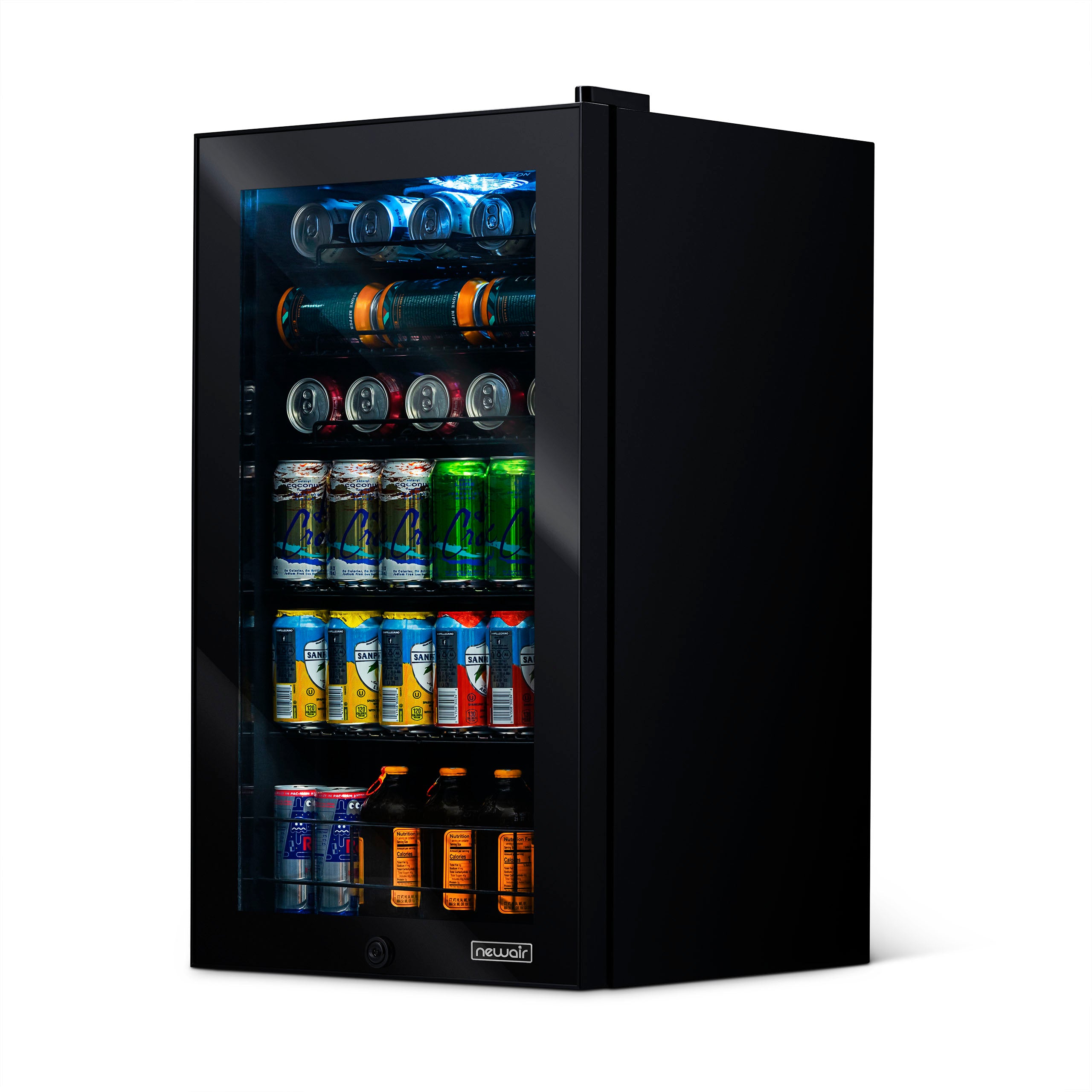 Newair® 126 Can Freestanding Black Beverage Refrigerator - 18.8 Inch Compact Beer & Wine Cooler for Home, Office, or Bar Use