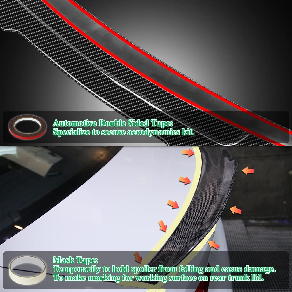 Carbon Fiber Trunk Spoiler Wing for Tesla Model 3 (2017-2023) - FS Type Hydro-Dipping Design - Enhance Style & Aerodynamics - Perfect for Car Enthusiasts & Street Racing