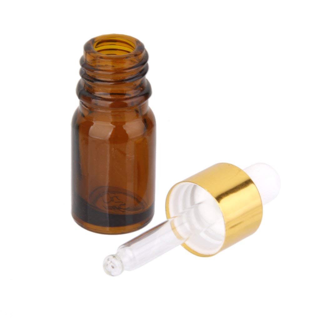 5 Pack Amber Glass Dropper Bottles with Pipette - 1oz (30ml) Essential Oil Bottles for DIY Aromatherapy, Perfume, CBD Oil & Skincare - Reusable Leak-Proof Storage Containers for Home & Travel Use