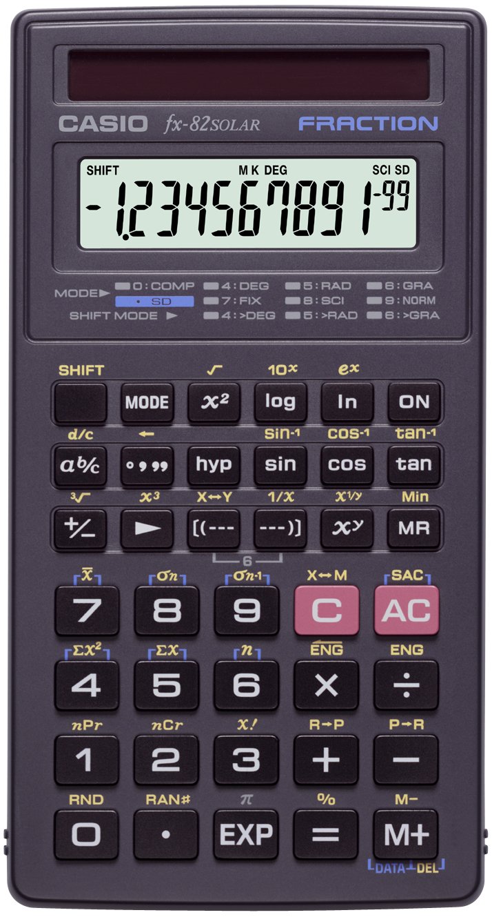 Casio FX-82 Scientific Calculator with Solar Power - Compact & Portable for School, Office, and Engineering Calculations