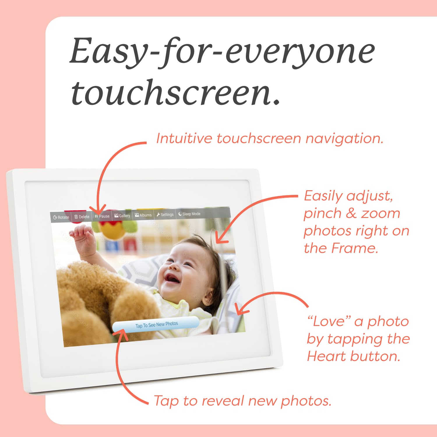 Skylight 10 Inch WiFi Digital Picture Frame - Touch Screen Display, Upload Photos from Phone - Perfect Gift for Family & Friends - White | Ideal for Home Decor, Living Room, Bedroom, Office