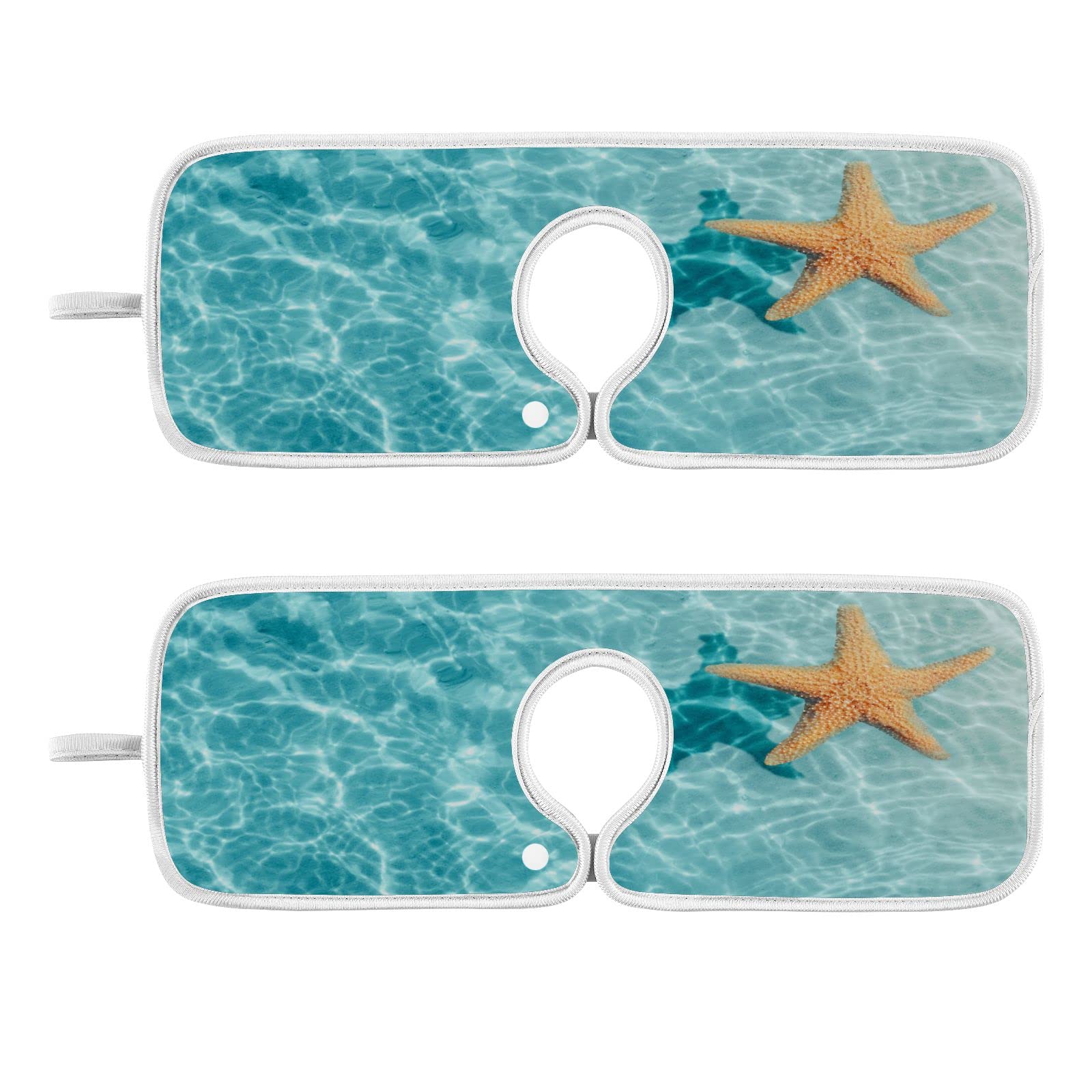 Summer Starfish Sea Splash Guard Drip Catcher - 2 Pack Washable Kitchen Sink Faucet Mats, Tropical Ocean Themed Absorbent Dish Drying Pads for Bathroom, Farmhouse & Bar Decor | Perfect for Beach House, Coastal Kitchen & Vacation Home Decor