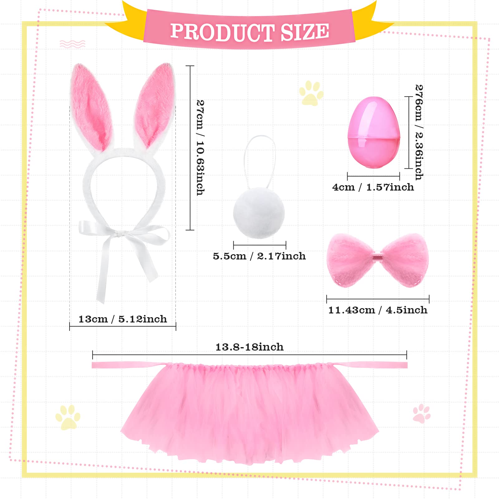 10-Piece Dog Bunny Costume Set with Ears, Tail, Bowtie & Tutu - Fillable Plastic Easter Eggs - Handmade Easter Dog Outfit for Easter Hunt Party, Pet Photo Shoots & Holiday Celebrations