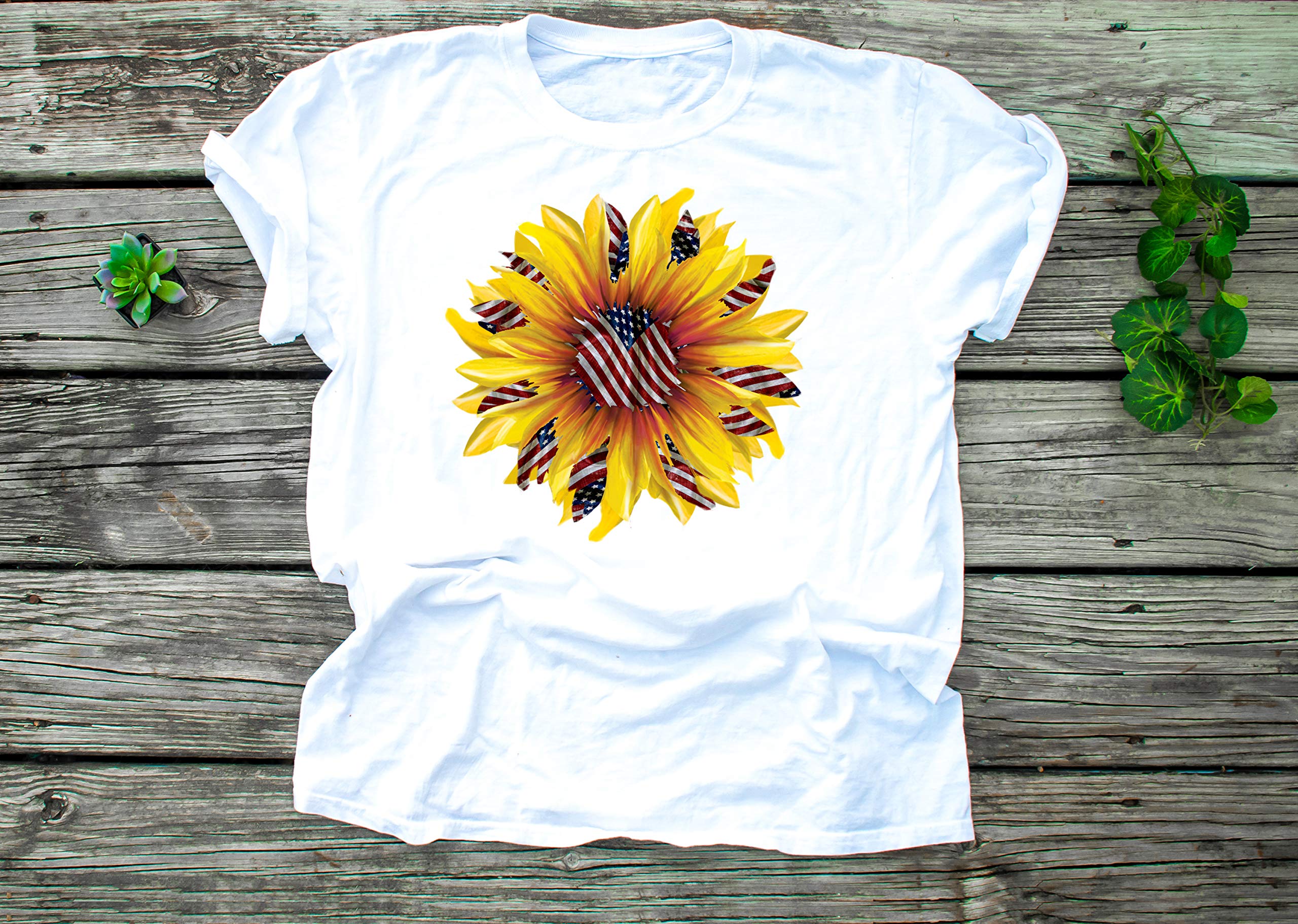 Sunflower Sublimation Transfer Ready to Press - Patriotic Design for DIY T-Shirts & Mugs - Perfect for July 4th, Memorial Day & Summer Events - Easy to Use Heat Press Transfers for Custom Apparel & Drinkware