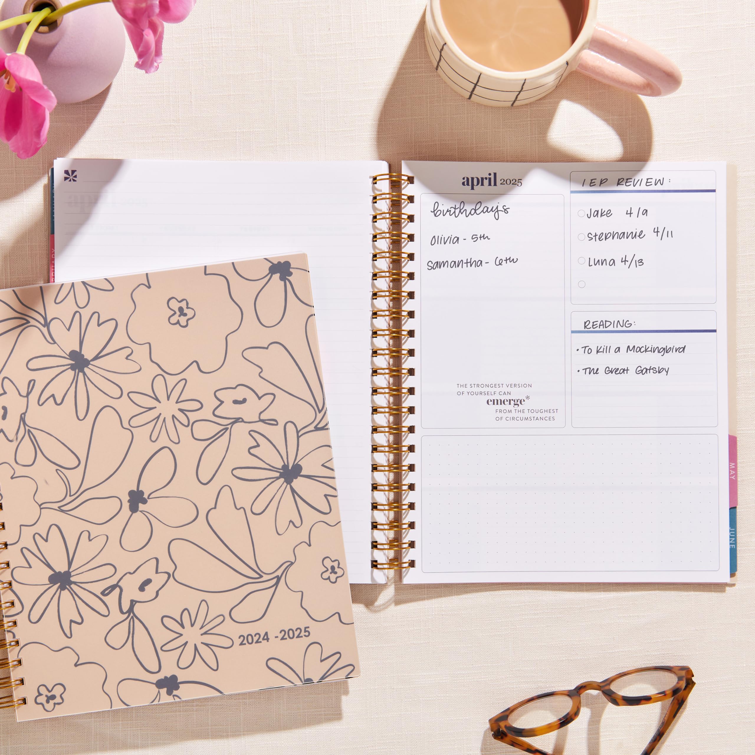 Erin Condren Inspired Large Weekly & Monthly Dated Planner (July 2024 - June 2025) - Boho Floral Cover | Perfect for Work, School & Personal Organization