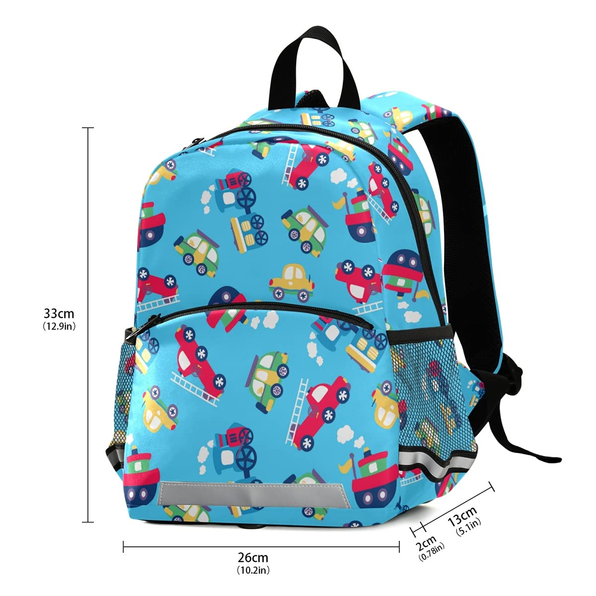 ALAZA Toddler Backpack for Boys & Girls - Cute Transportation Red Cartoon Cars Design, Lightweight Kindergarten Backpack for Preschool, Nursery, Daycare & Travel | Perfect for School, Outings & Daily Use