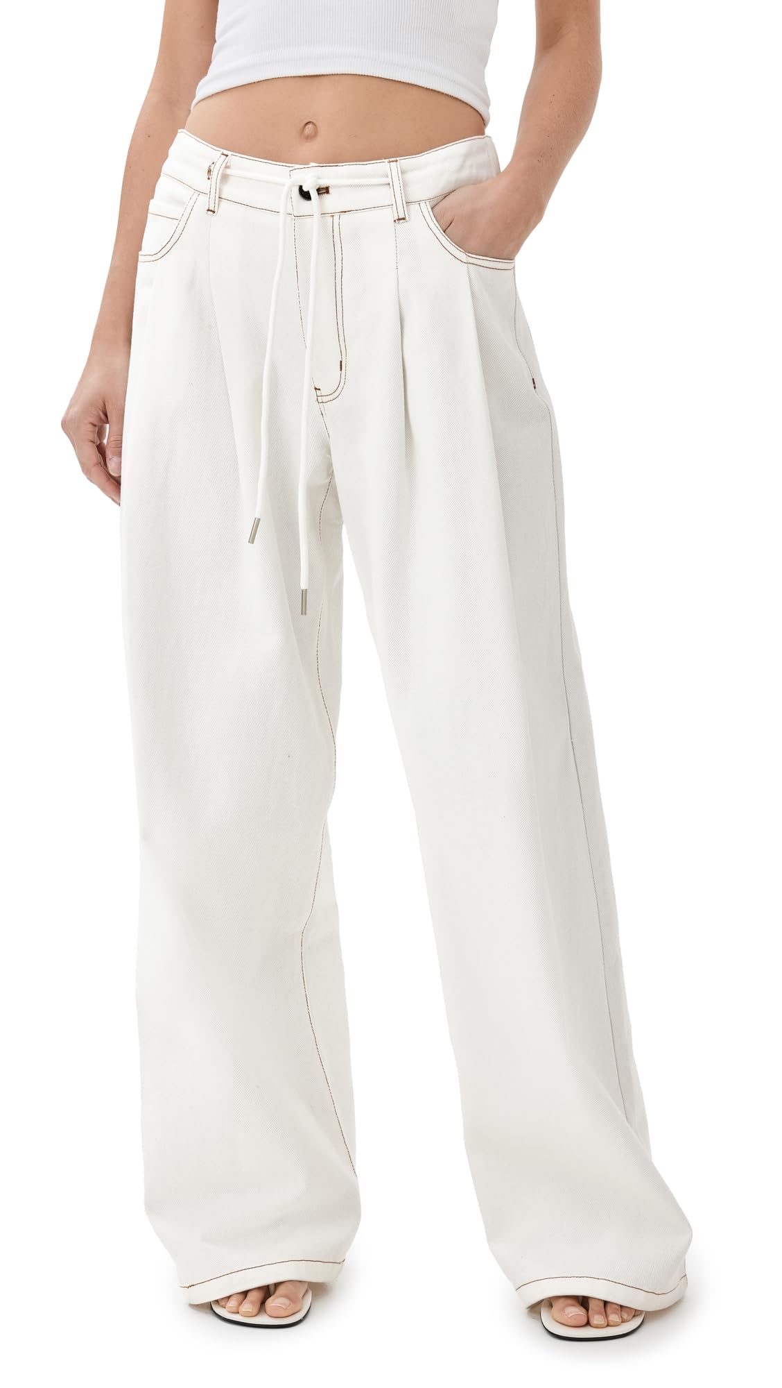 Women's Slouchy Tie-Up High Waist Jeans - Trendy Distressed Denim Pants for Casual Outfits & Street Style