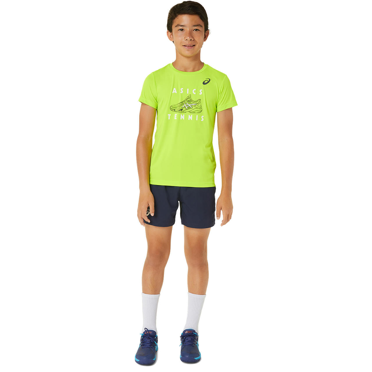 ASICS Boys' Tennis Graphic Short Sleeve T-Shirt - Green Athletic Performance Tee for Junior Tennis Players - Perfect for Training, Matches & Casual Wear