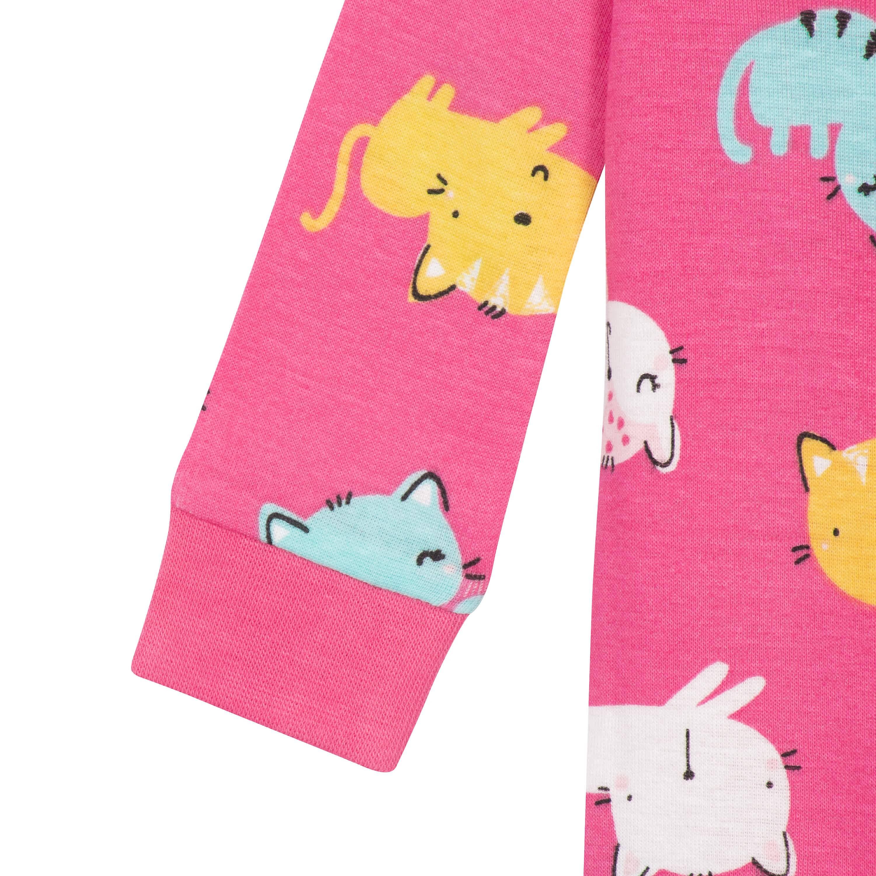 4 Pack Baby & Toddler Girls Unicorn & Cat Snug Fit Footed Cotton Pajamas - Soft Sleepwear for Playtime & Bedtime