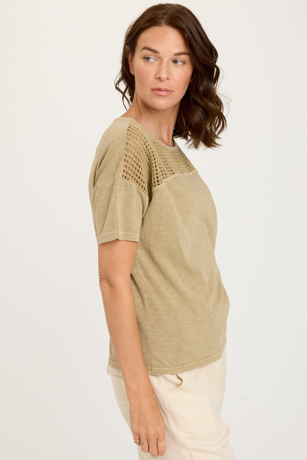 Minette Tee Linwood Sands Pigment Dyed T-Shirt - Soft Vintage Washed Cotton Tee for Women | Casual Wear, Layering & Everyday Outfits