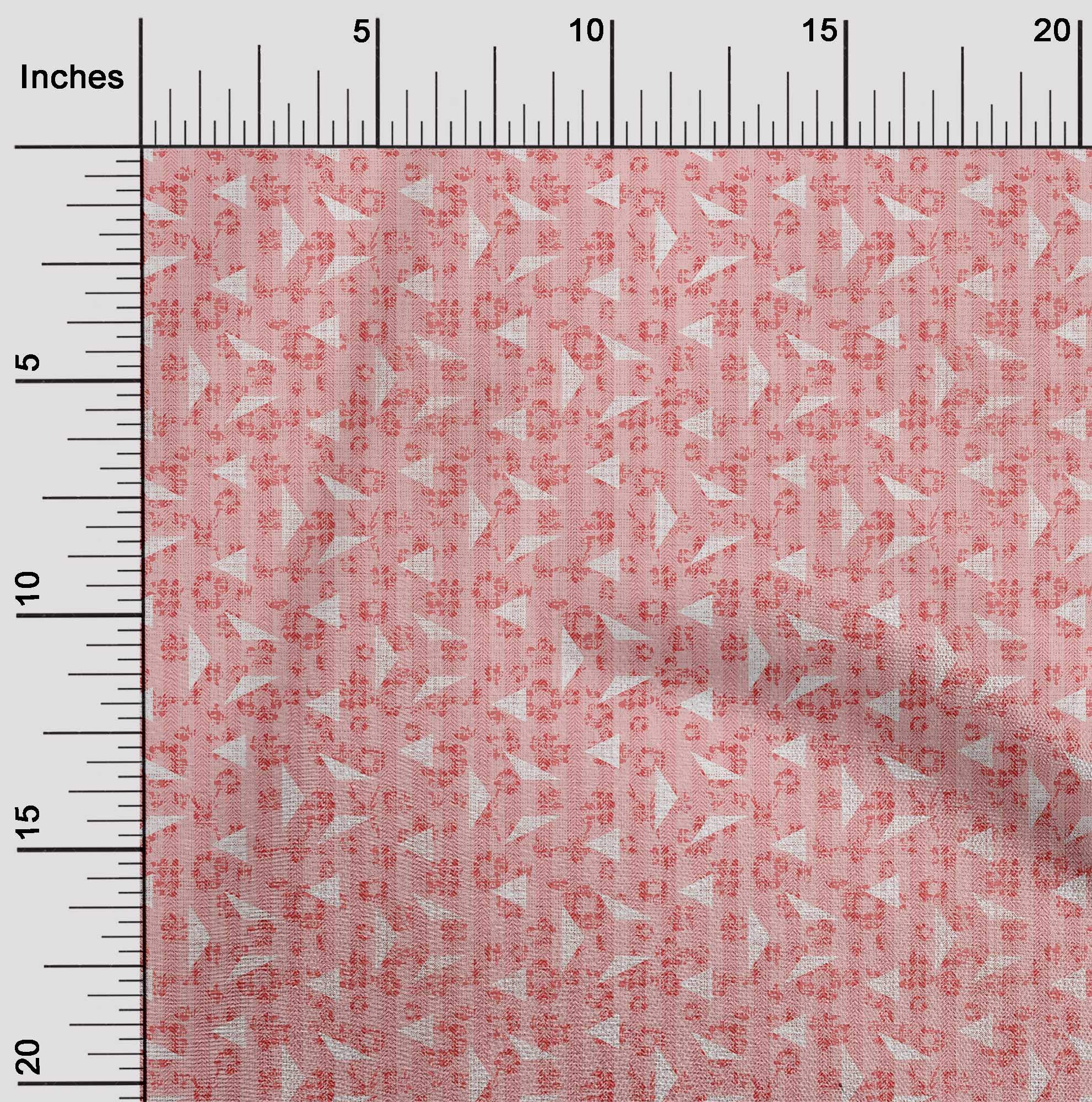 Velvet Pink Salmon Fabric with Triangle Geometric Print - 58 Inch Wide Dress Material by The Yard | Perfect for DIY Dresses, Home Decor & Craft Projects