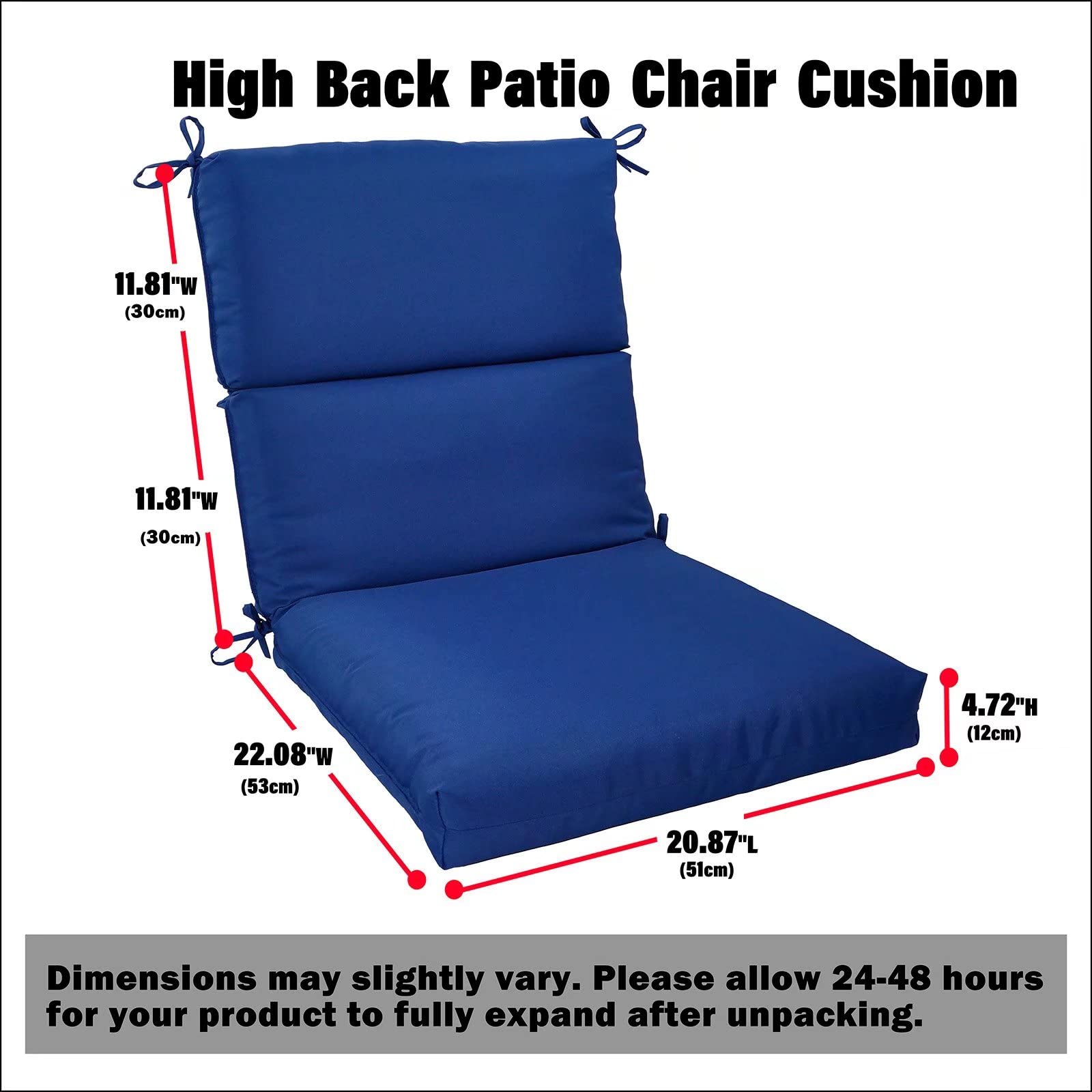 Premium High Back Deep Seat Cushions - Indoor/Outdoor Patio Furniture Cushions in Navy Blue - Perfect for Garden, Deck, Poolside & Living Room Comfort