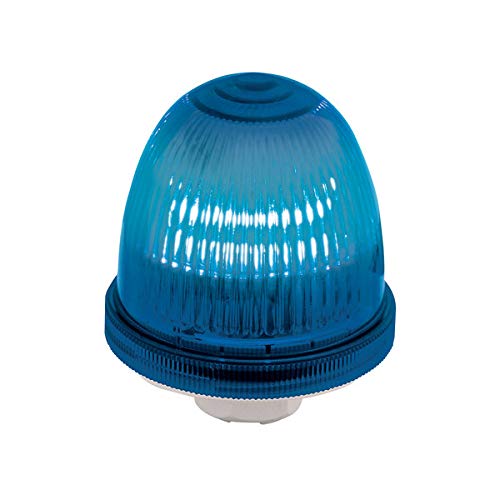 FMX 76mm Bulb-Type Beacon Signal Light - Flashing Blue LED/Incandescent Warning Light, 24-240VAC/DC, UL 4X & IP66 Rated - Ideal for Industrial Equipment, Traffic Signals, and Emergency Vehicle Alert Systems