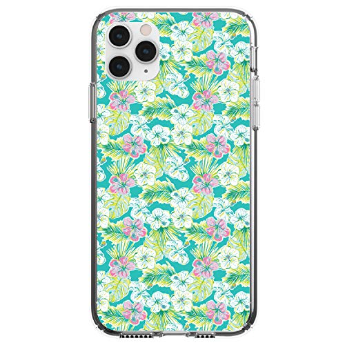 Preppy Pattern - Green Pink White Flowers Floral On Clear Case