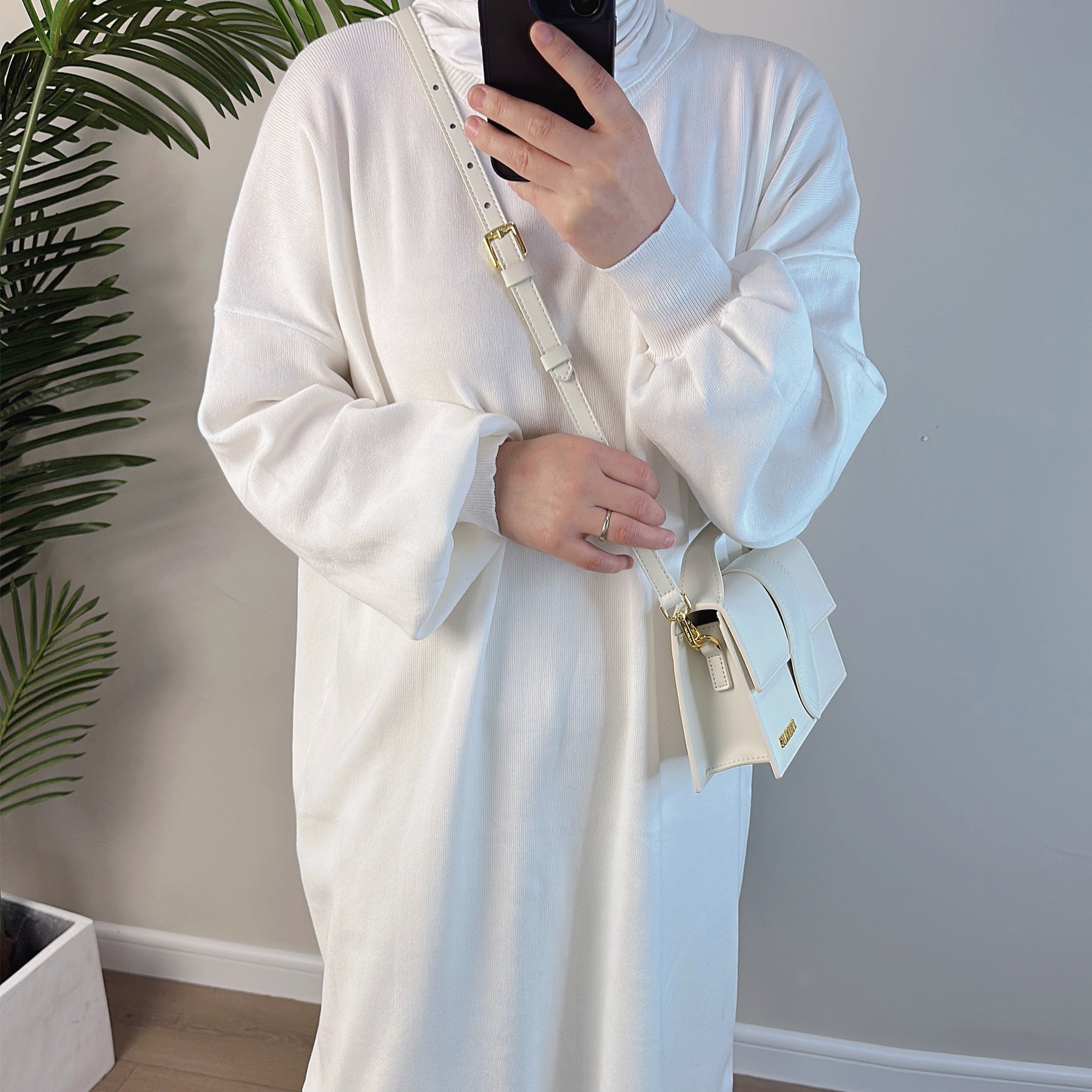 Cozy Thick Knit Sweater Dress with Wide Leg Pants Set - Women's Winter Outfit for Casual Wear, Office & Date Nights