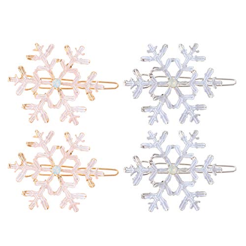 Beaupretty 4PCS Snowflake Hair Clips - Alloy Shiny Hair Pins for Women & Girls | Christmas Winter Hair Accessories | Perfect for Holiday Parties, Weddings & Festive Occasions