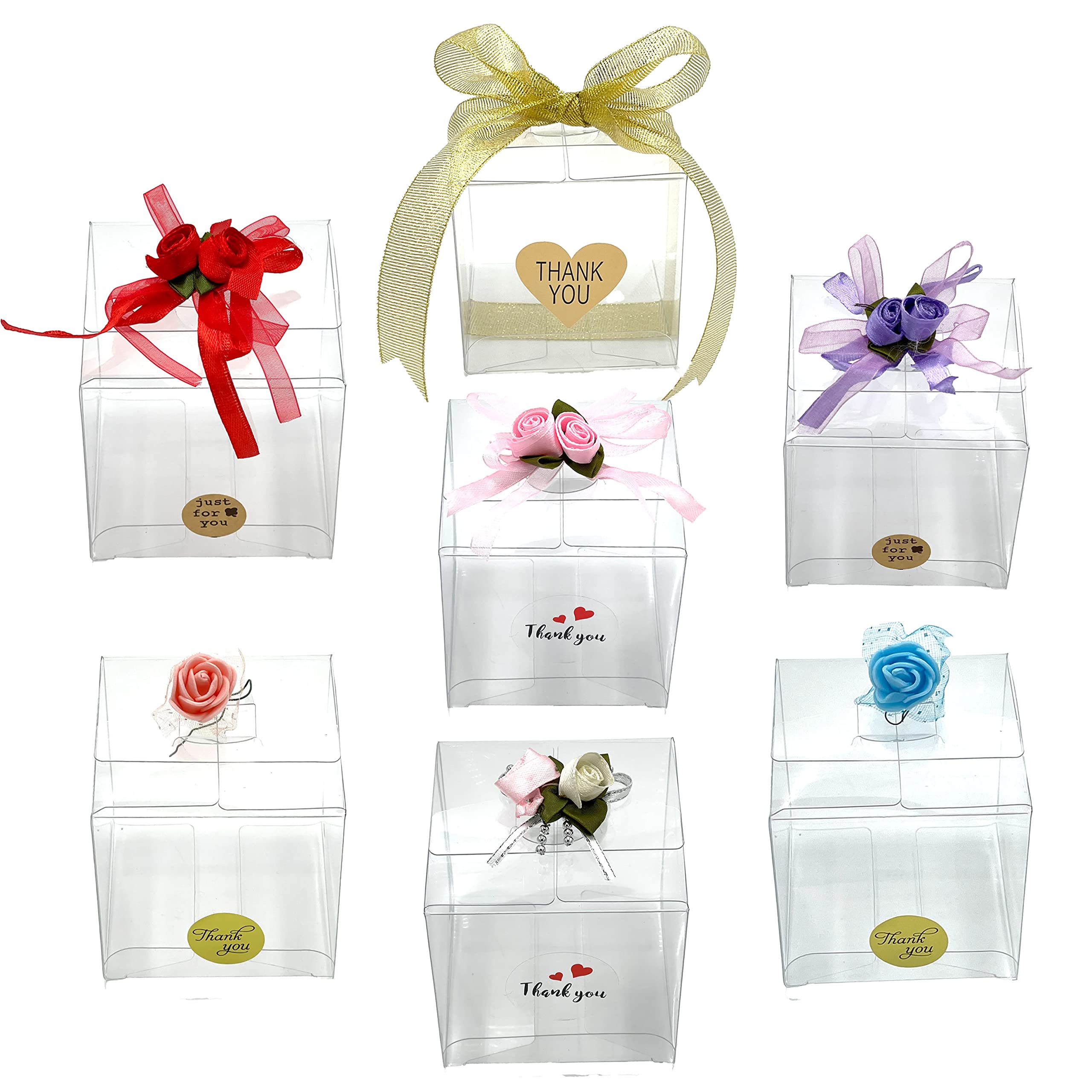 25pcs 3x3x3 Inch Clear Plastic Gift Boxes for Wedding & Party Favors