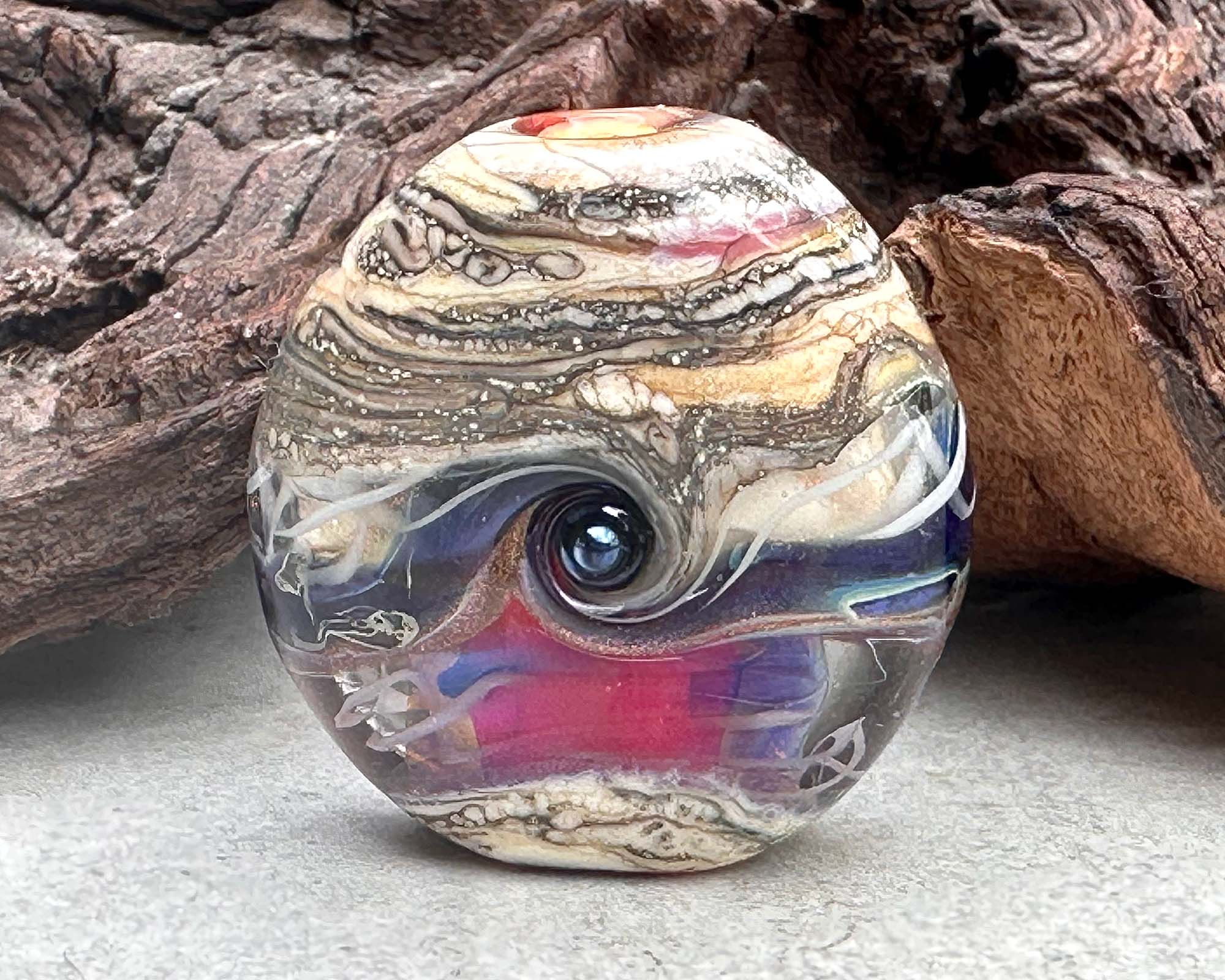 Handmade Mystic Pink Organic Glass Lampwork Focal Bead - Unique SRA Certified Artisan Jewelry Component for Necklaces, Bracelets & DIY Crafting