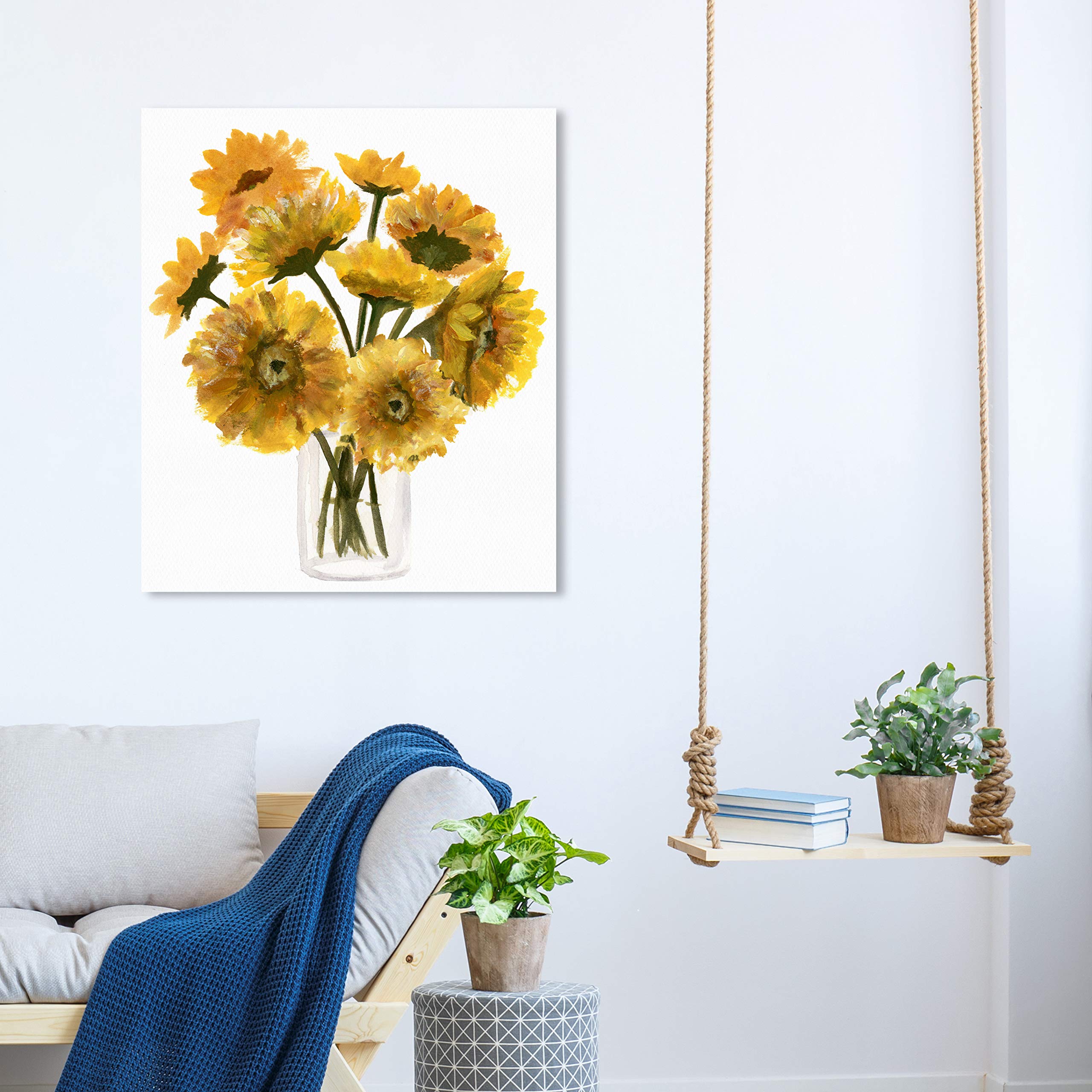 Oliver Gal Floral Wall Art Canvas Print 'Happy Daisies' - 30x36 Inch Yellow & White Home Decor for Living Room, Bedroom, Office - Modern Botanical Painting for Housewarming Gift & Interior Design