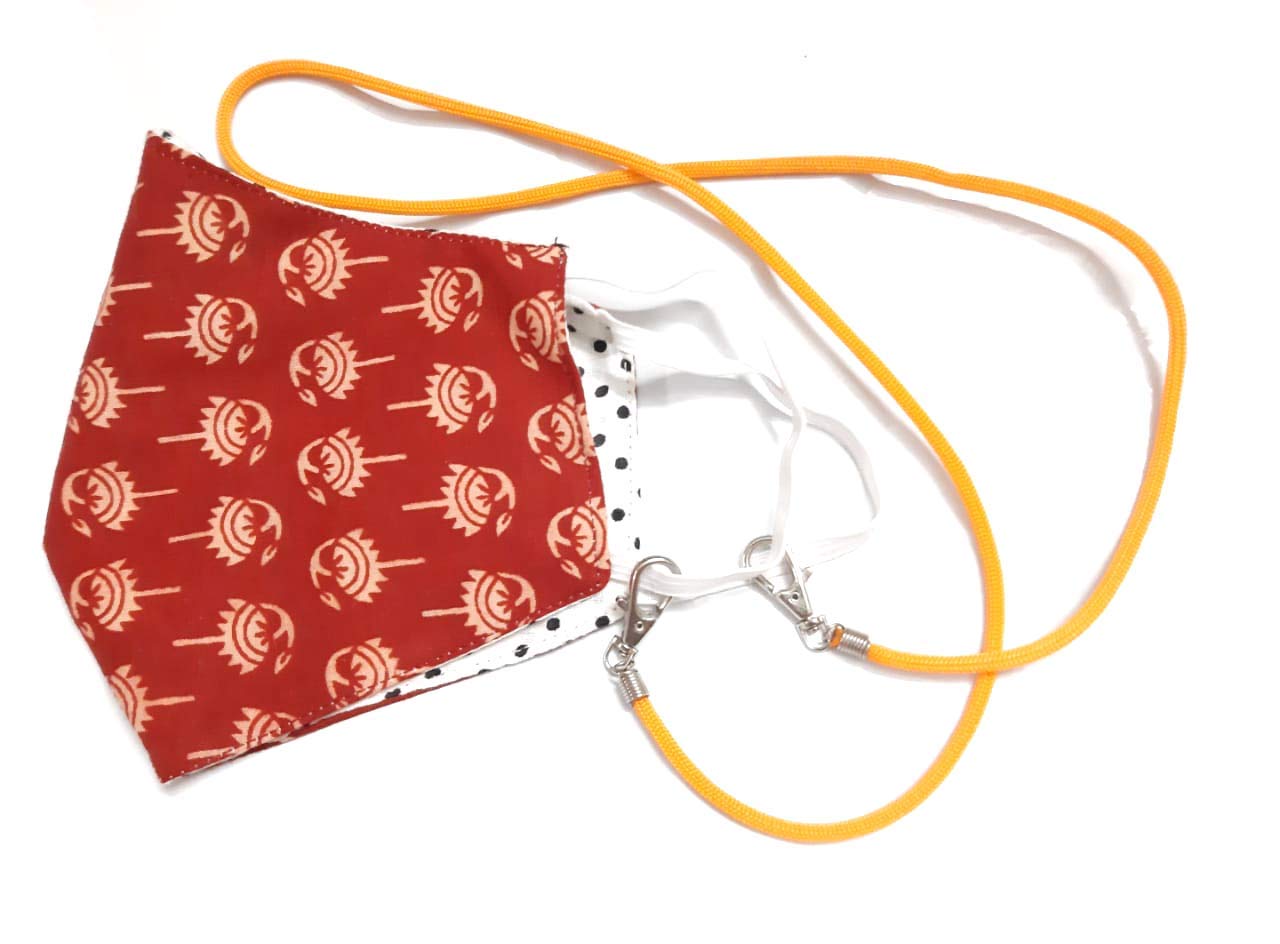 Orange Mask Holder Necklace - Adjustable Mask Lanyard Strap with Cookie Charm, Reusable Face Mask Saver Cord (1 Pack) - Perfect for Travel, Shopping & Daily Use